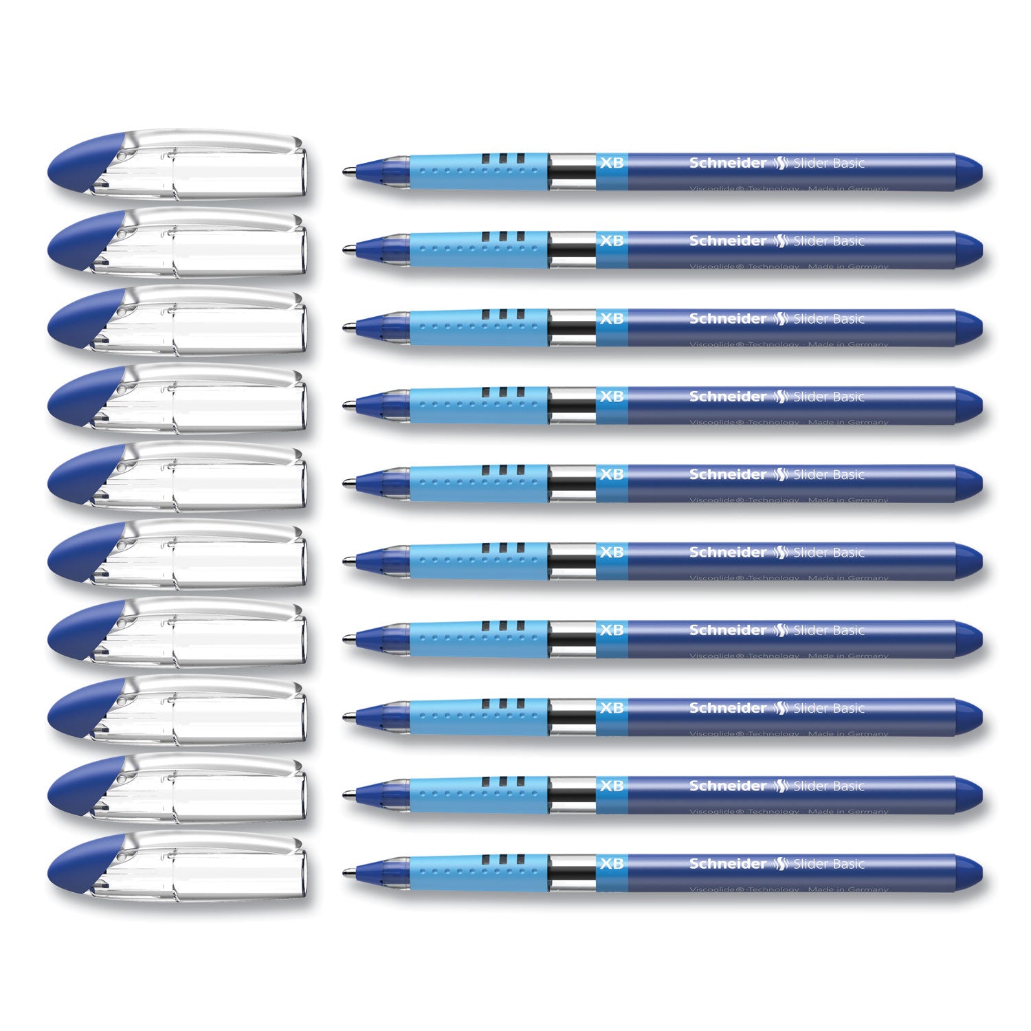 Schneider® Slider Basic Ballpoint Pen, Stick, Extra-Bold 1.4 mm, Blue Ink, Blue Barrel, 10/Box