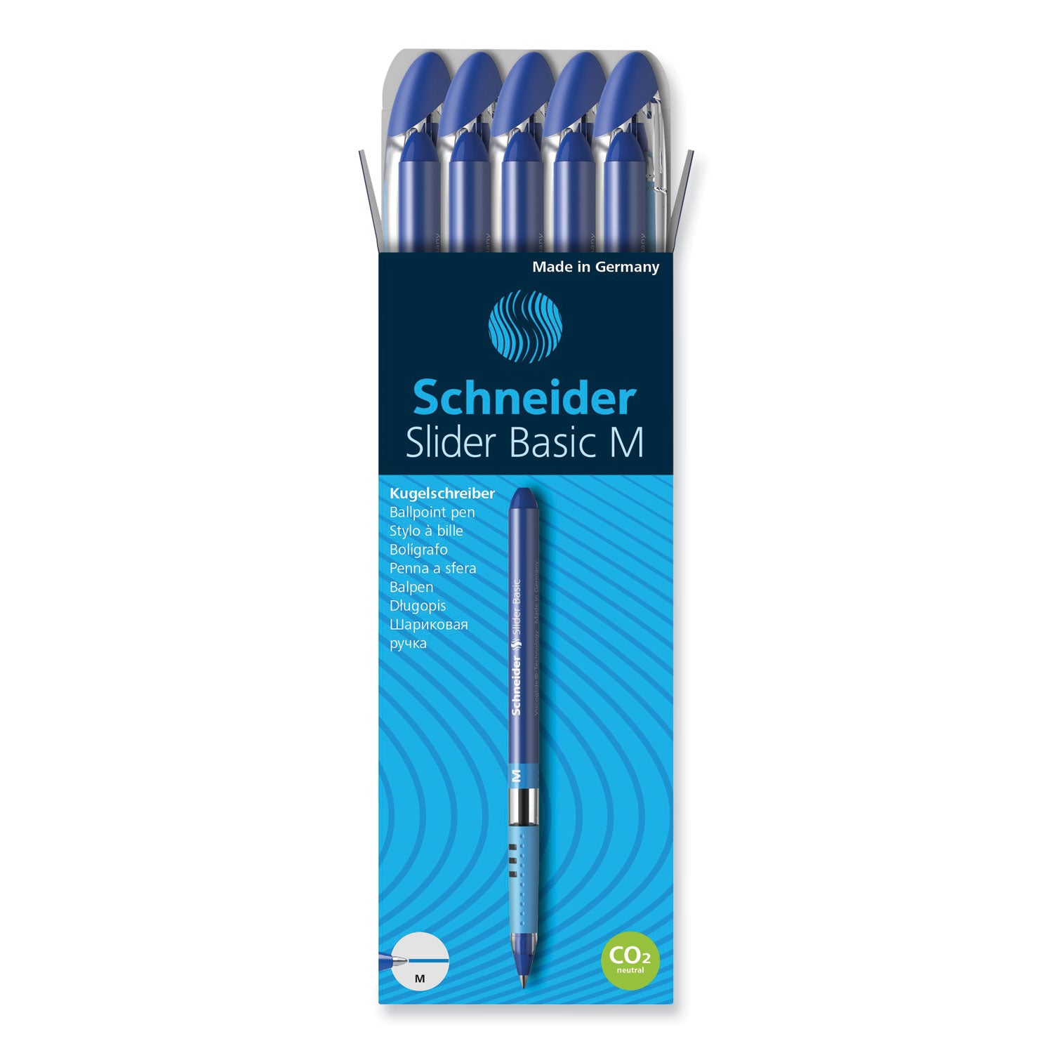 Slider Basic Ballpoint Pen, Stick, Medium 0.8 mm, Blue Ink, Blue Barrel, 10/Box