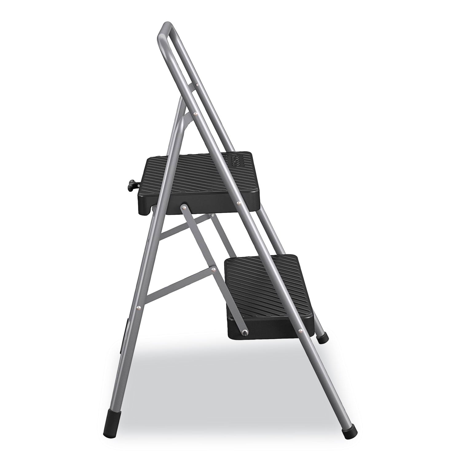 Cosco® 2-Step Folding Steel Step Stool, 200 lb Capacity, 28.13" Working Height, Cool Gray