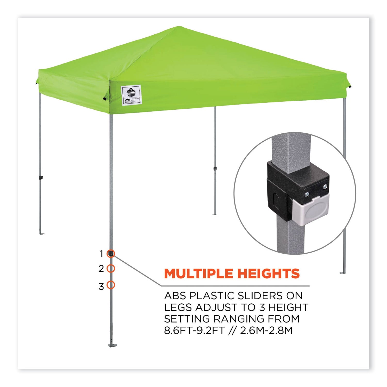 Ergodyne® Shax 6010 Lightweight Pop-Up Tent, Single Skin, 10 ft x 10 ft, Polyester/Steel, Lime