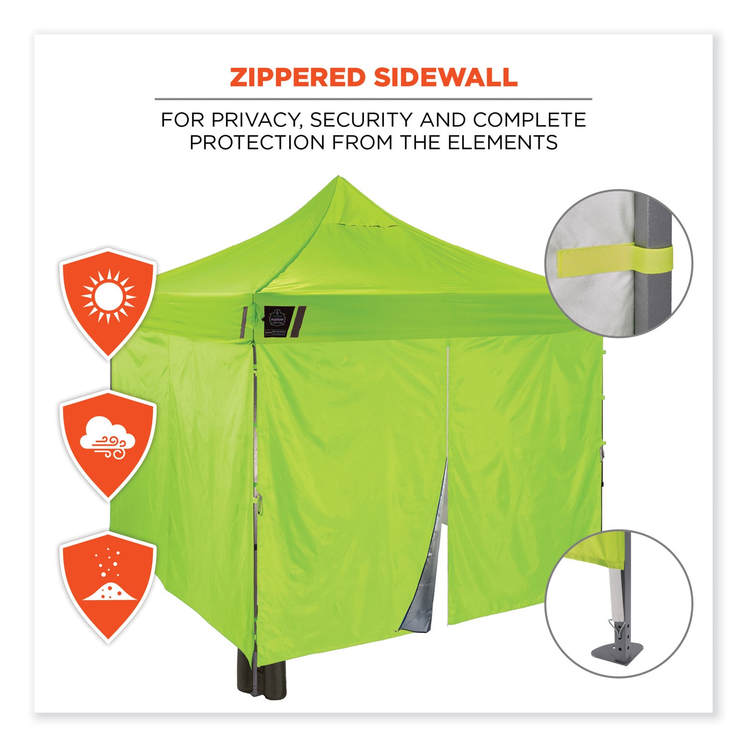 Ergodyne® Shax 6053 Enclosed Pop-Up Tent Kit, Single Skin, 10 ft x 10 ft, Polyester/Steel, Lime