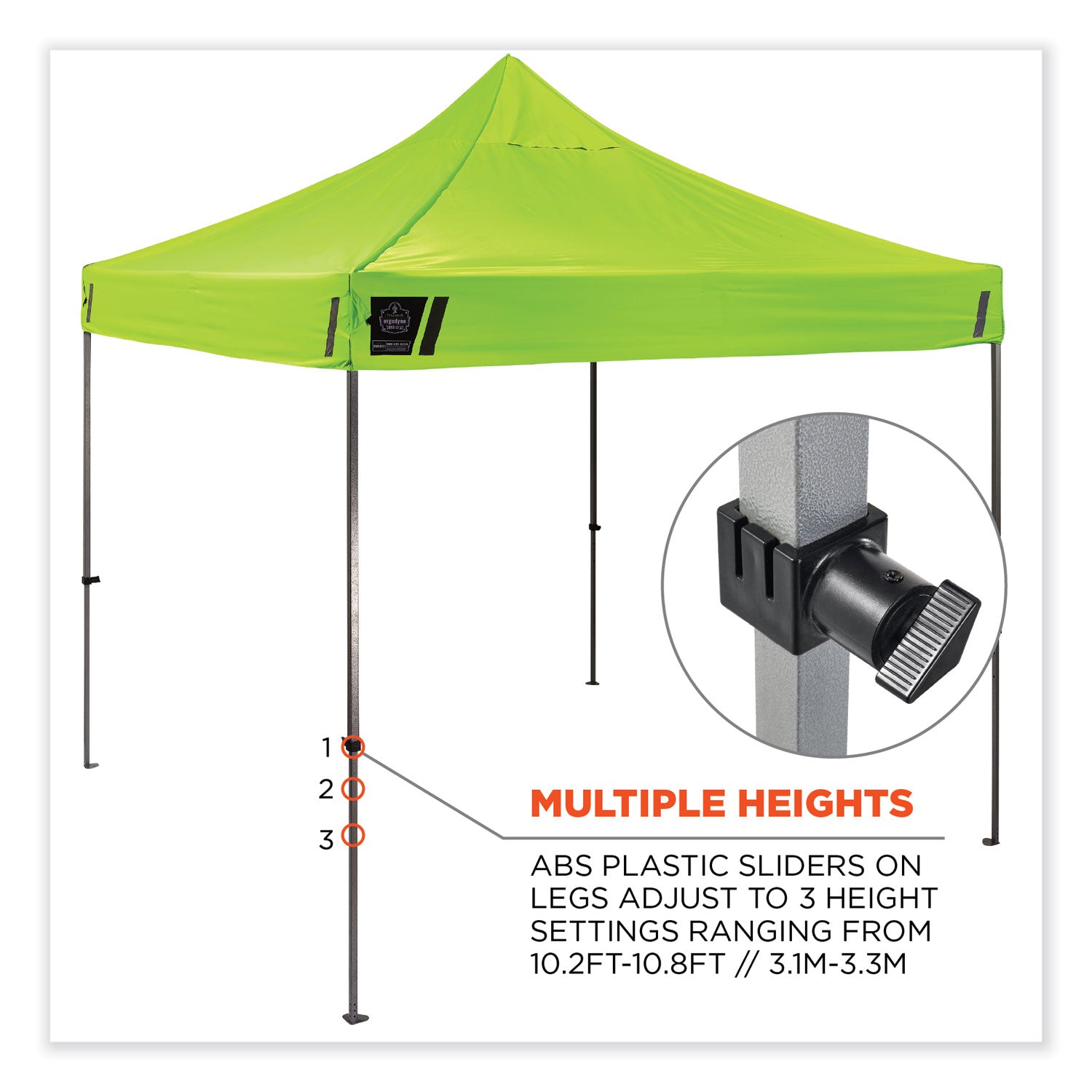 Ergodyne® Shax 6053 Enclosed Pop-Up Tent Kit, Single Skin, 10 ft x 10 ft, Polyester/Steel, Lime