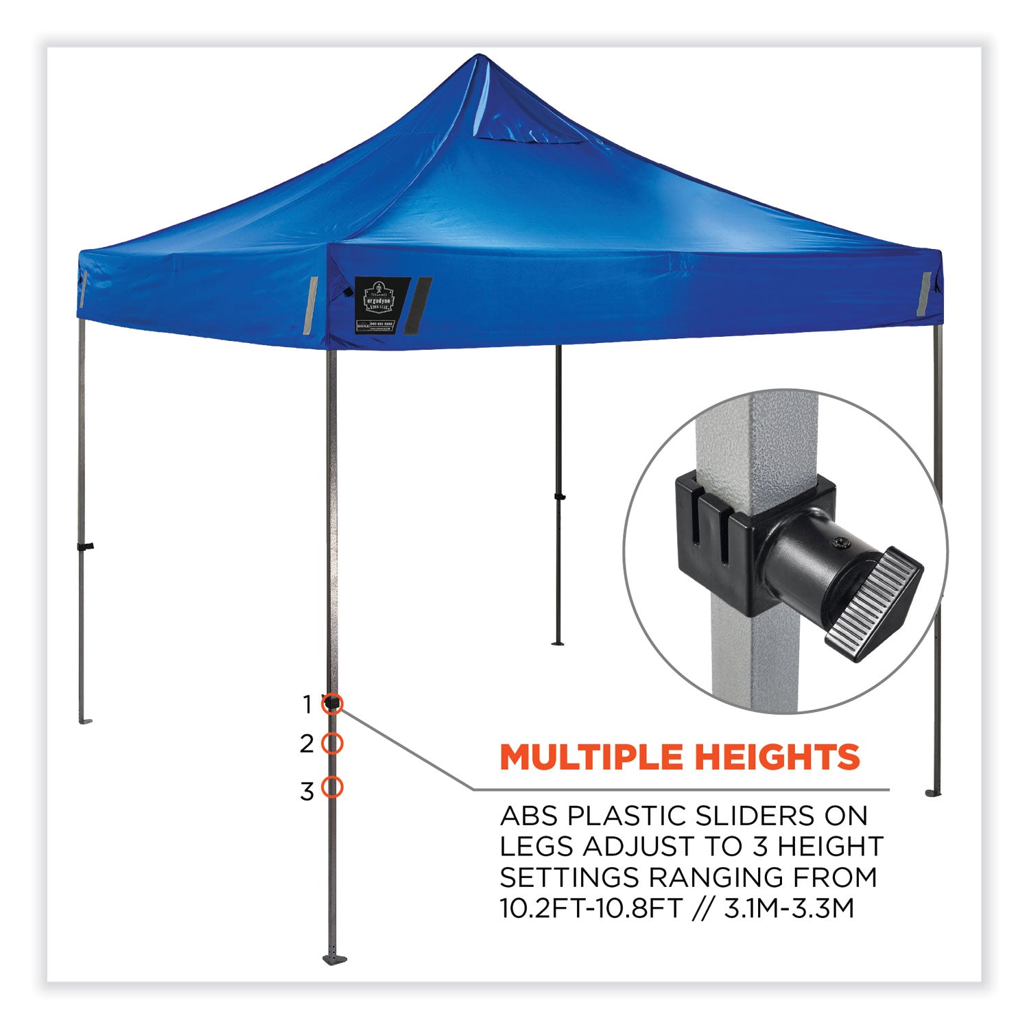 Ergodyne® Shax 6053 Enclosed Pop-Up Tent Kit, Single Skin, 10 ft x 10 ft, Polyester/Steel, Blue