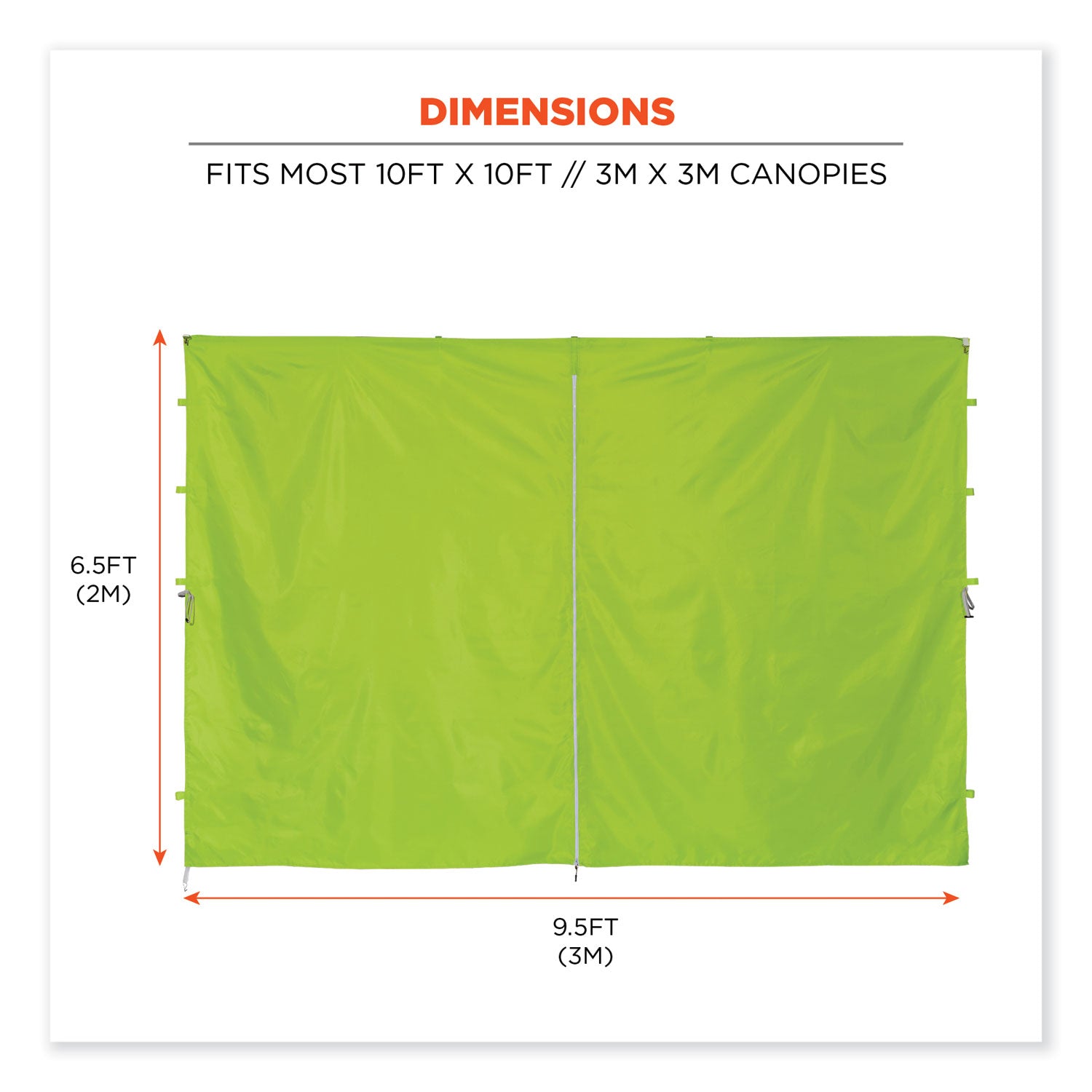 Ergodyne® Shax 6096 Pop-Up Tent Sidewall with Zipper, Single Skin, 10 ft x 10 ft, Polyester, Lime