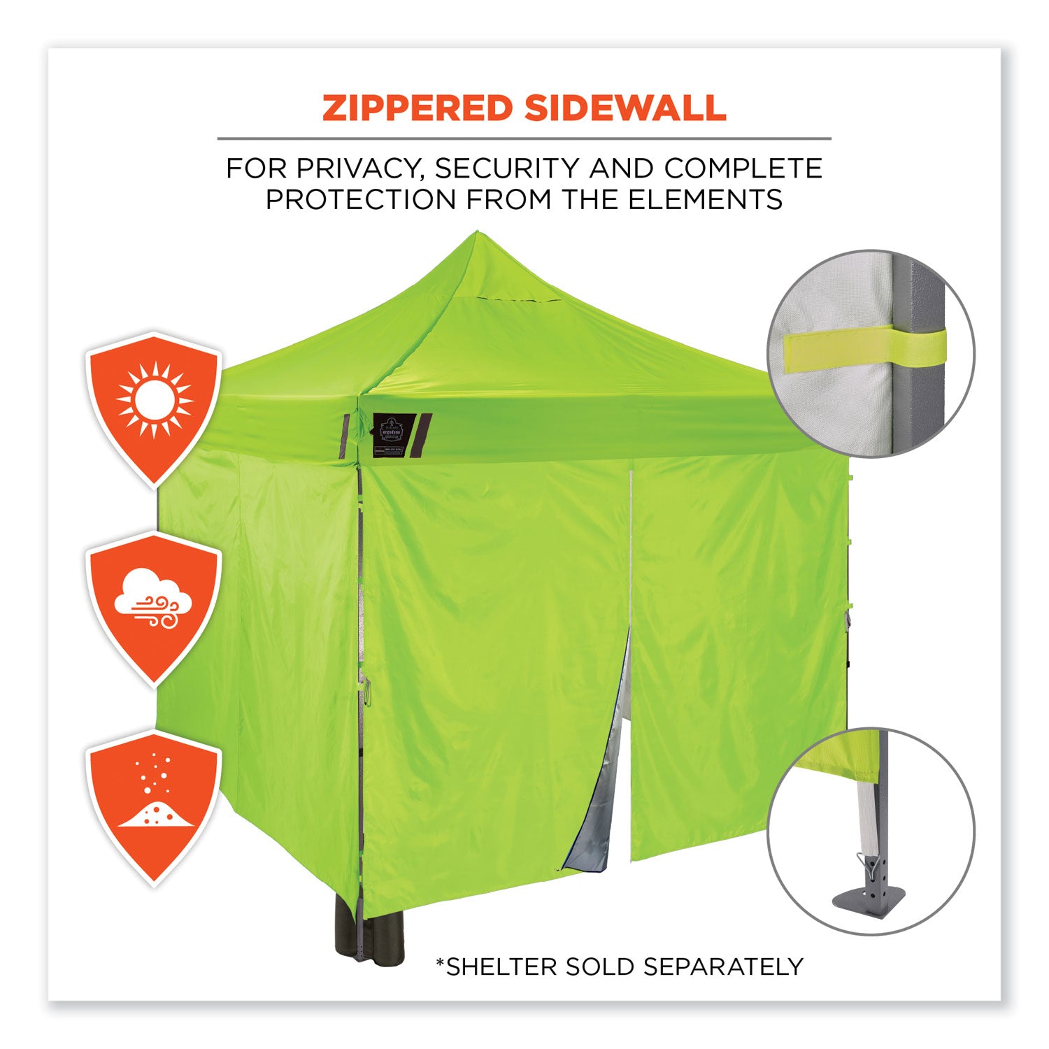 Ergodyne® Shax 6054 Pop-Up Tent Sidewall Kit, Single Skin, 10 ft x 10 ft, Polyester, Lime