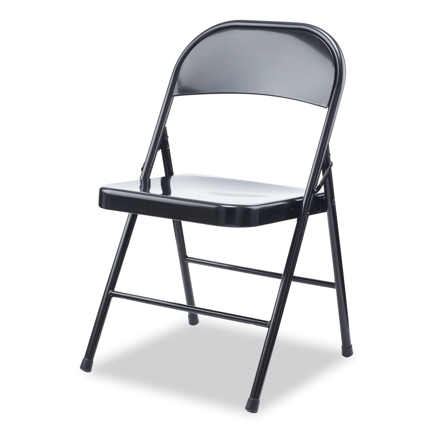 Alera® Armless Steel Folding Chair, Supports Up to 275 lb, Black Seat, Black Back, Black Base, 4/Carton