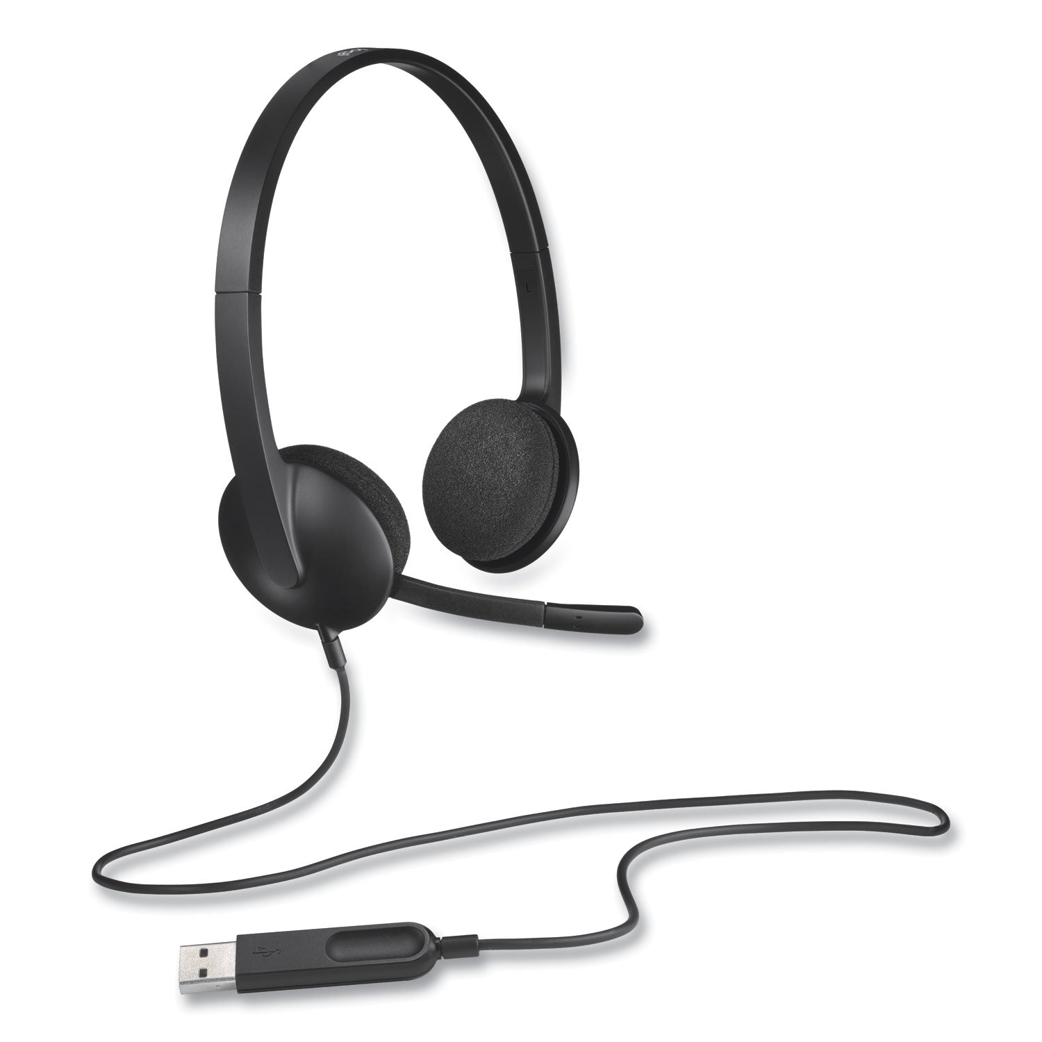 Logitech® H340 Binaural Over The Head Corded Headset, Black