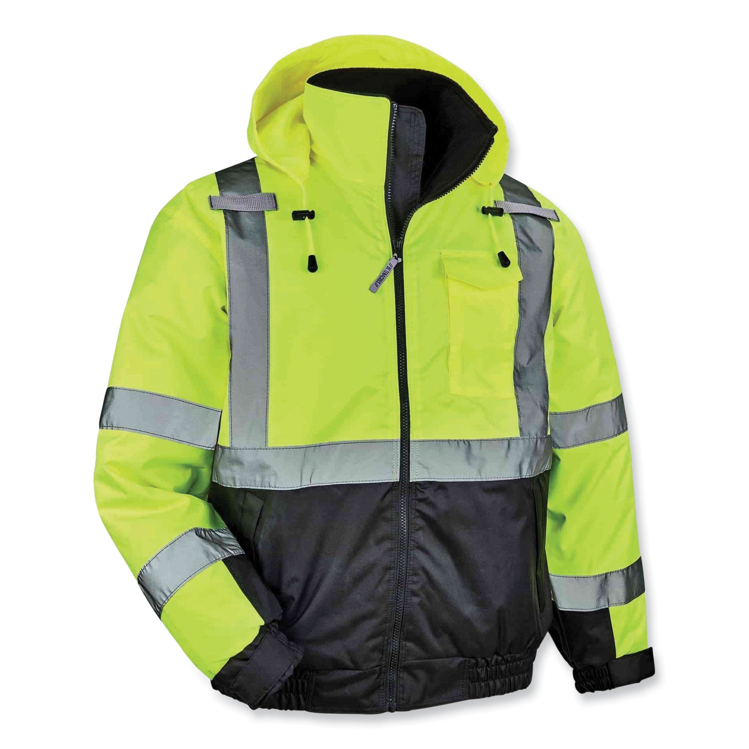 GloWear 8377 Class 3 Hi-Vis Quilted Bomber Jacket, Lime, X-Large