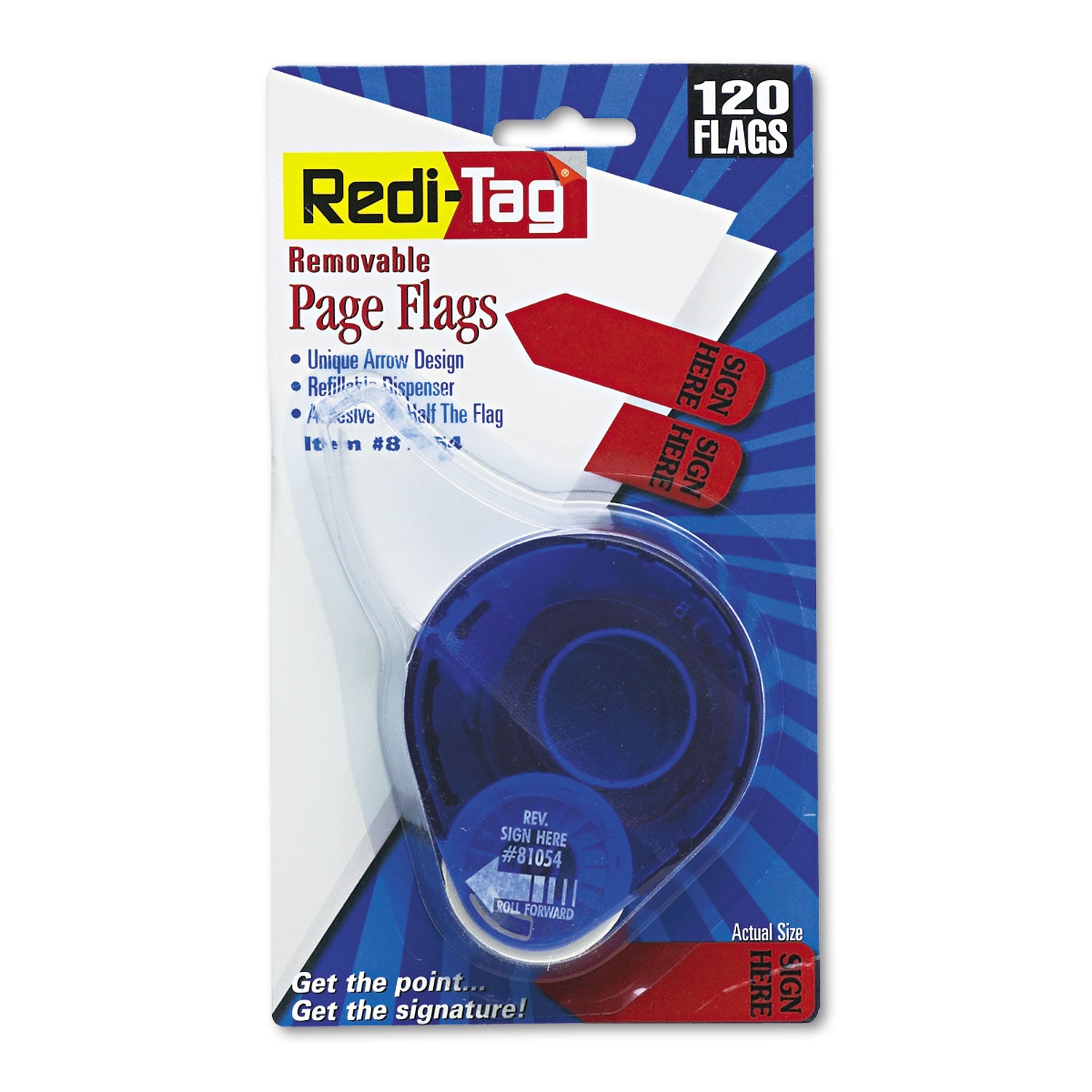 Redi-Tag® Arrow Message Page Flags in Dispenser, "Sign Here", Red, 120/Dispenser