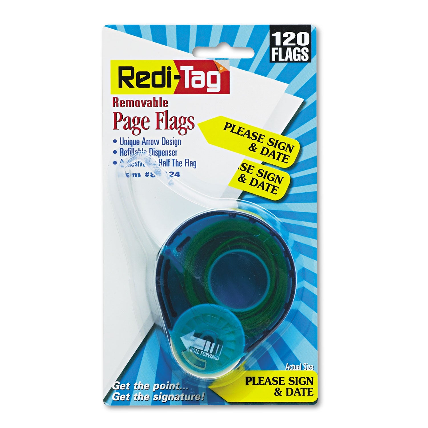 Redi-Tag® Arrow Message Page Flags in Dispenser, "Please Sign and Date", Yellow, 120 Flags