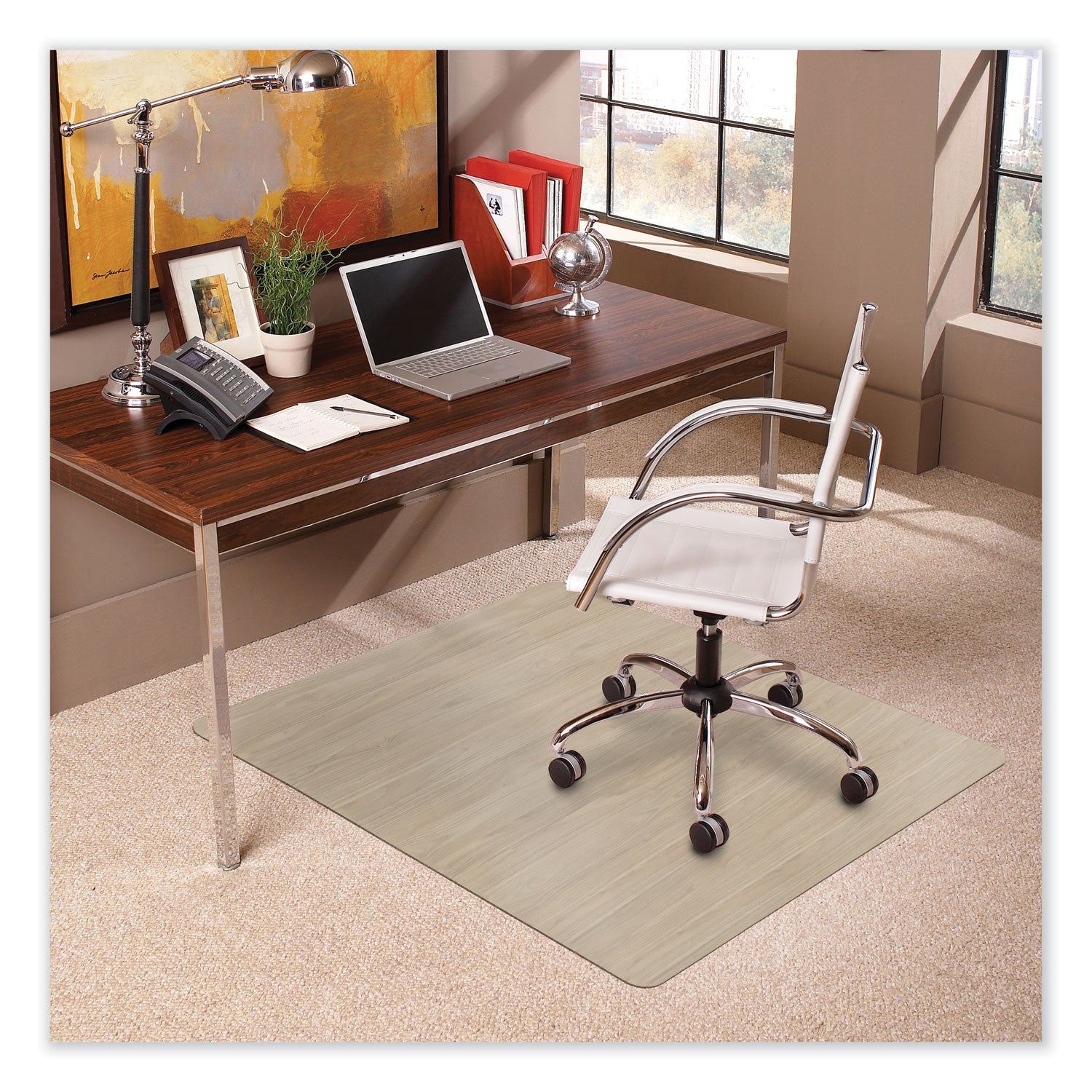 ES Robbins® TrendSetter Chair Mat for Medium Pile Carpet, 36 x 48, Driftwood