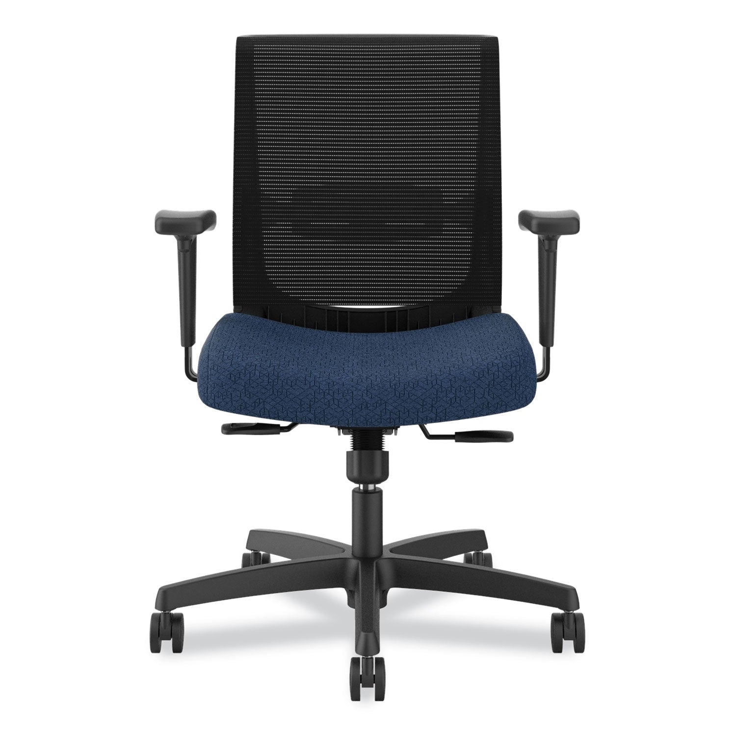 HON® Convergence Mid-Back Task Chair, Supports Up to 275 lb, 16.5" to 21" Seat Height, Navy Seat, Black Back, Black Frame