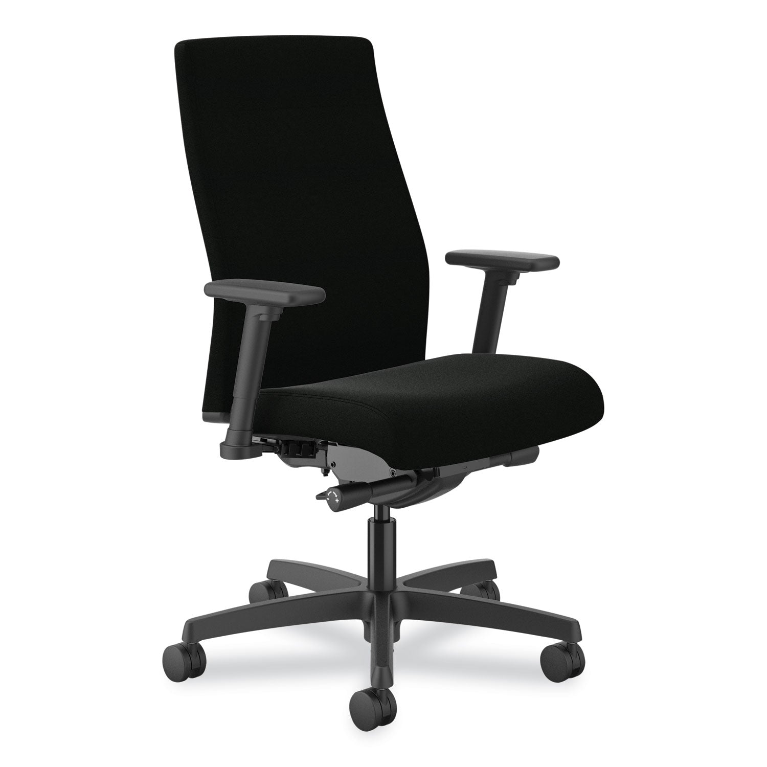 Ignition 2.0 Upholstered Mid-Back Task Chair, Supports Up to 300 lb, 17" to 21.5" Seat Height, Black Fabric Seat/Back