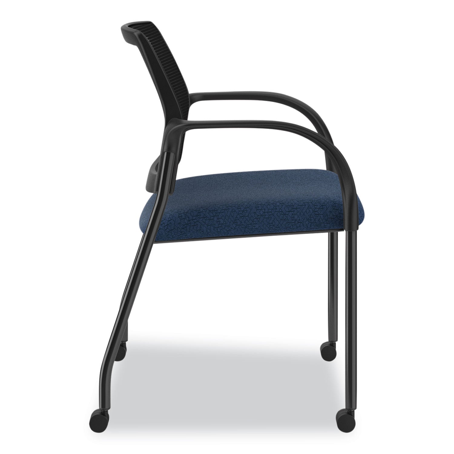 HON® Ignition Series Guest Chair with Arms, 25" x 21.75" x 33.5", Navy Seat, Black Back, Black Base