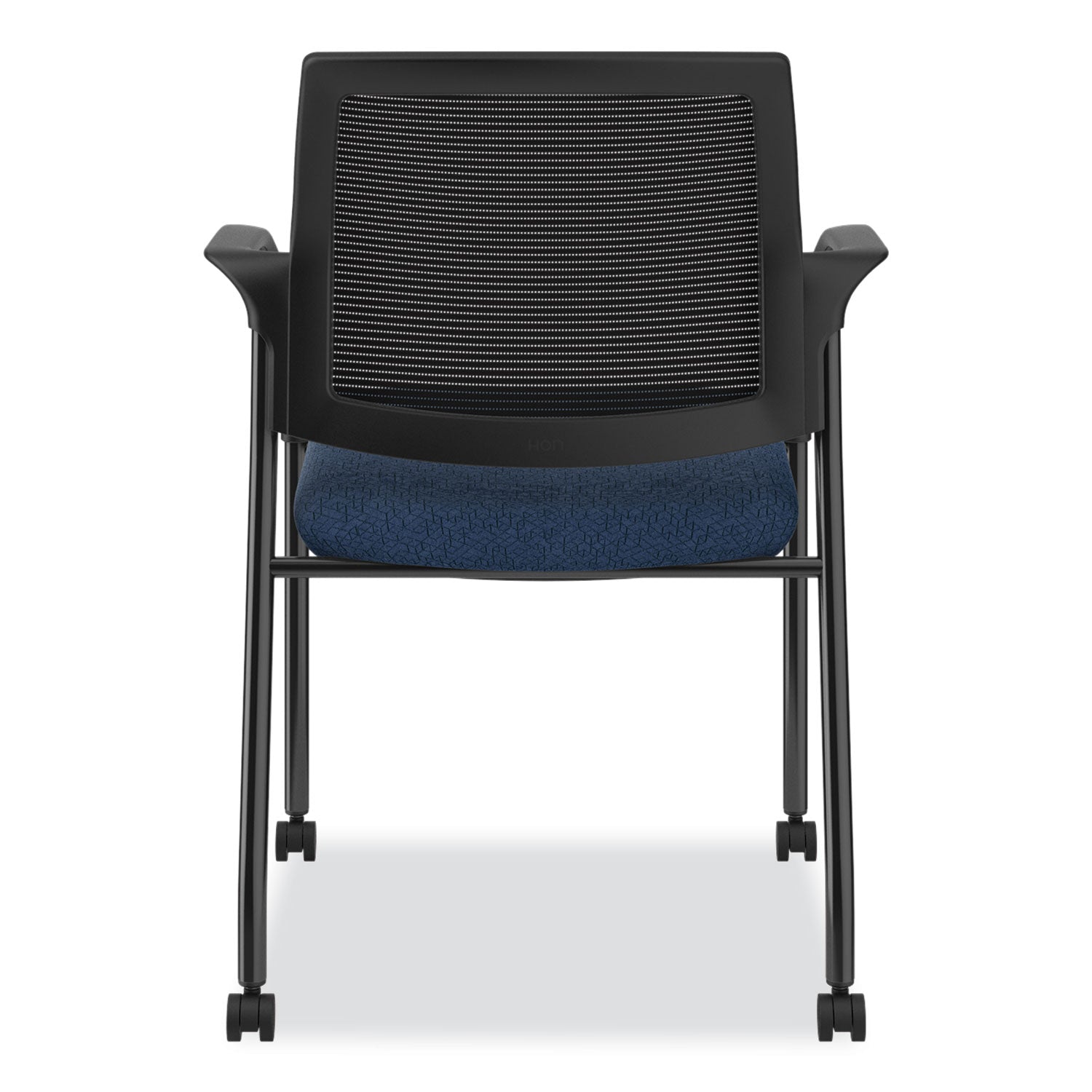 HON® Ignition Series Guest Chair with Arms, 25" x 21.75" x 33.5", Navy Seat, Black Back, Black Base