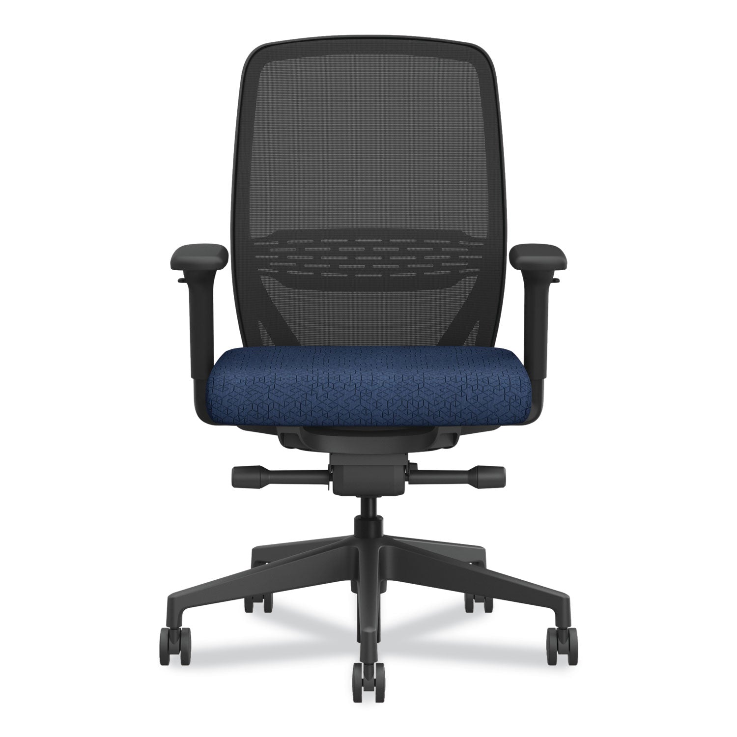 HON® Nucleus Series Recharge Task Chair, Up to 300lb, 16.63" to 21.13" Seat Ht, Navy Seat, Black Back/Base