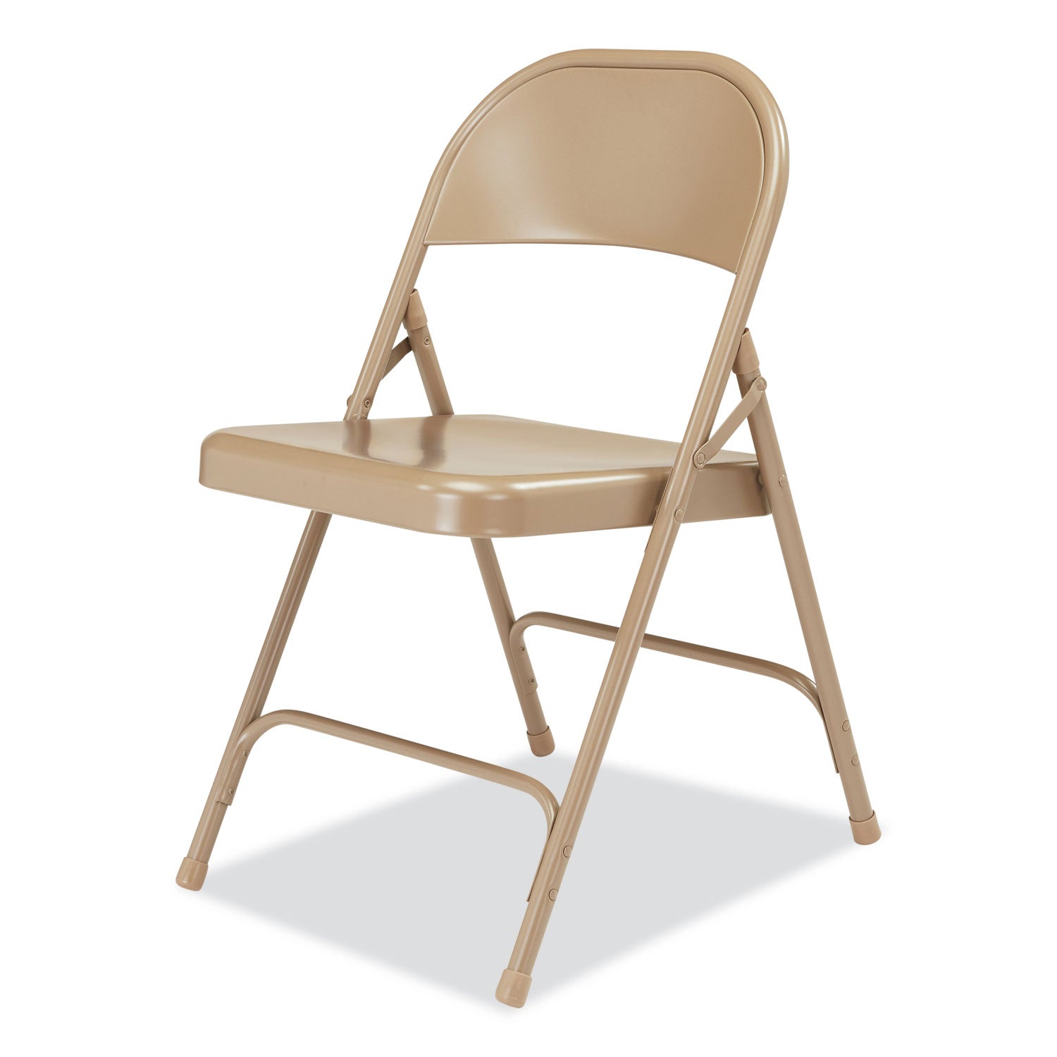 NPS® 50 Series All-Steel Folding Chair, Supports Up to 500 lb, 16.75" Seat Height, Beige Seat, Beige Back, Beige Base, 4/Carton