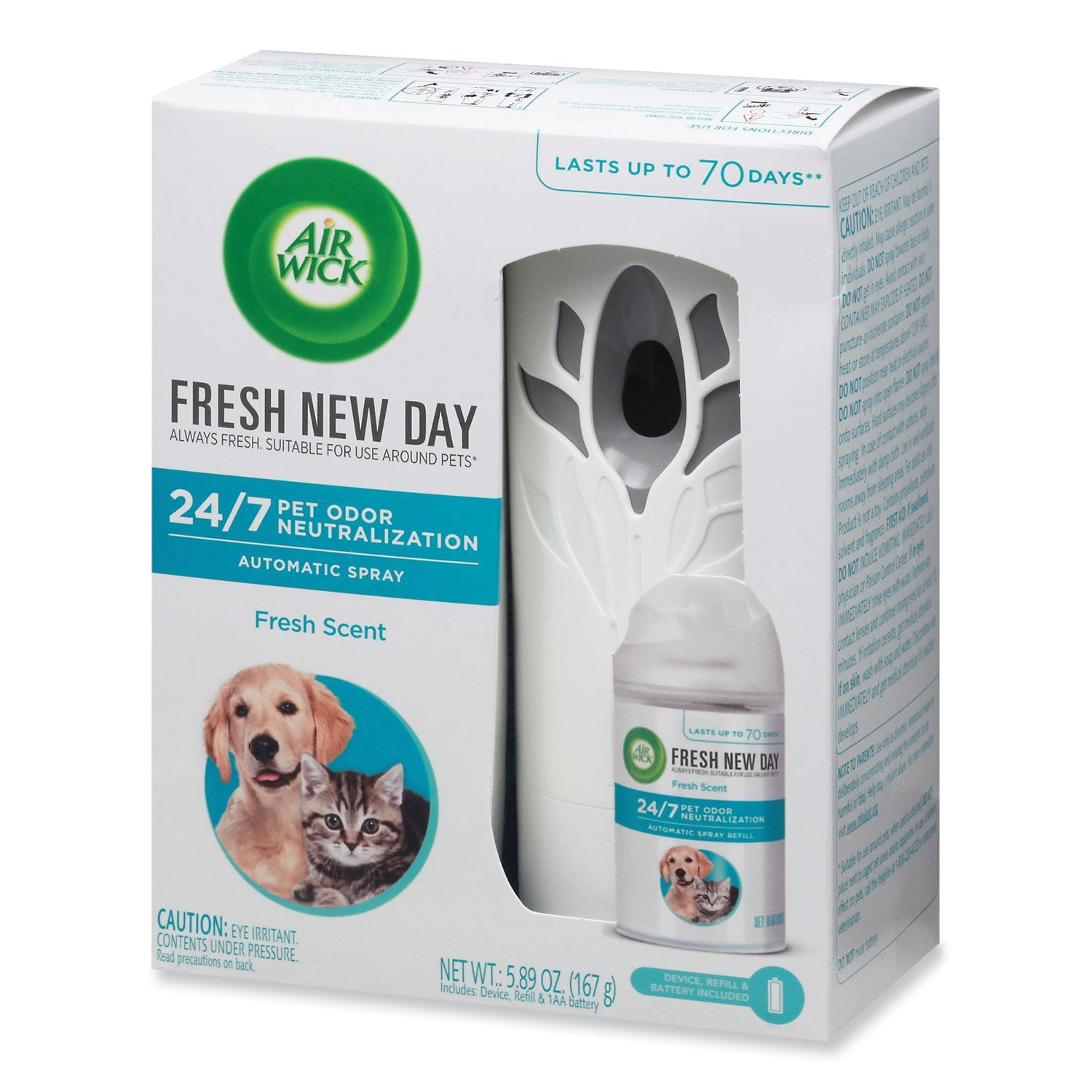 Air Wick® Pet Odor Neutralization Automatic Spray Starter Kit, 6 x 2.25 x 7.75, White/Gray, 4/Carton