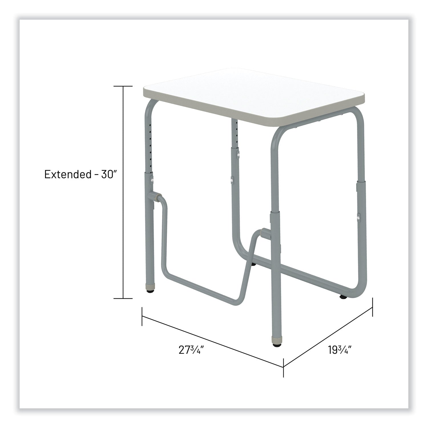 Safco® AlphaBetter 2.0 Height-Adjust Student Desk with Pendulum Bar, 27.75 x 19.75 x 22 to 30, Dry Erase