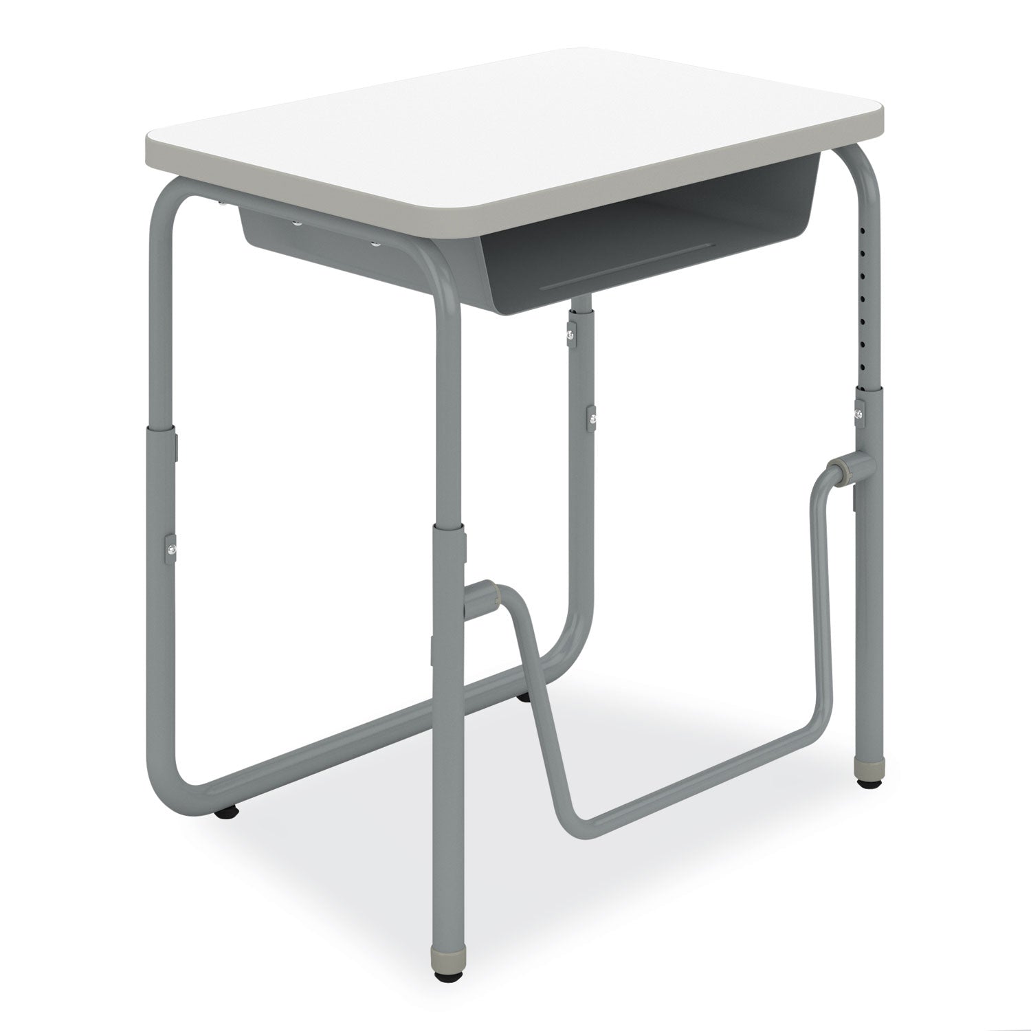 AlphaBetter 2.0 Height-Adjustable Student Desk with Pendulum Bar and Book Box, 27.75 x 19.75 x 22 to 30, Dry Erase