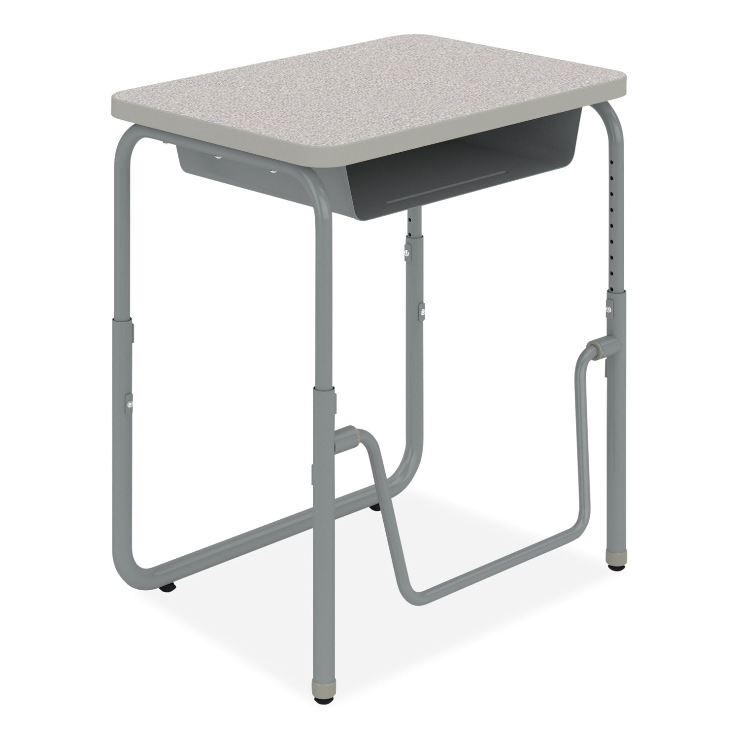 AlphaBetter 2.0 Height-Adjustable Student Desk with Pendulum Bar and Book Box, 27.75" x 19.75" x 22" to 30", Pebble Gray