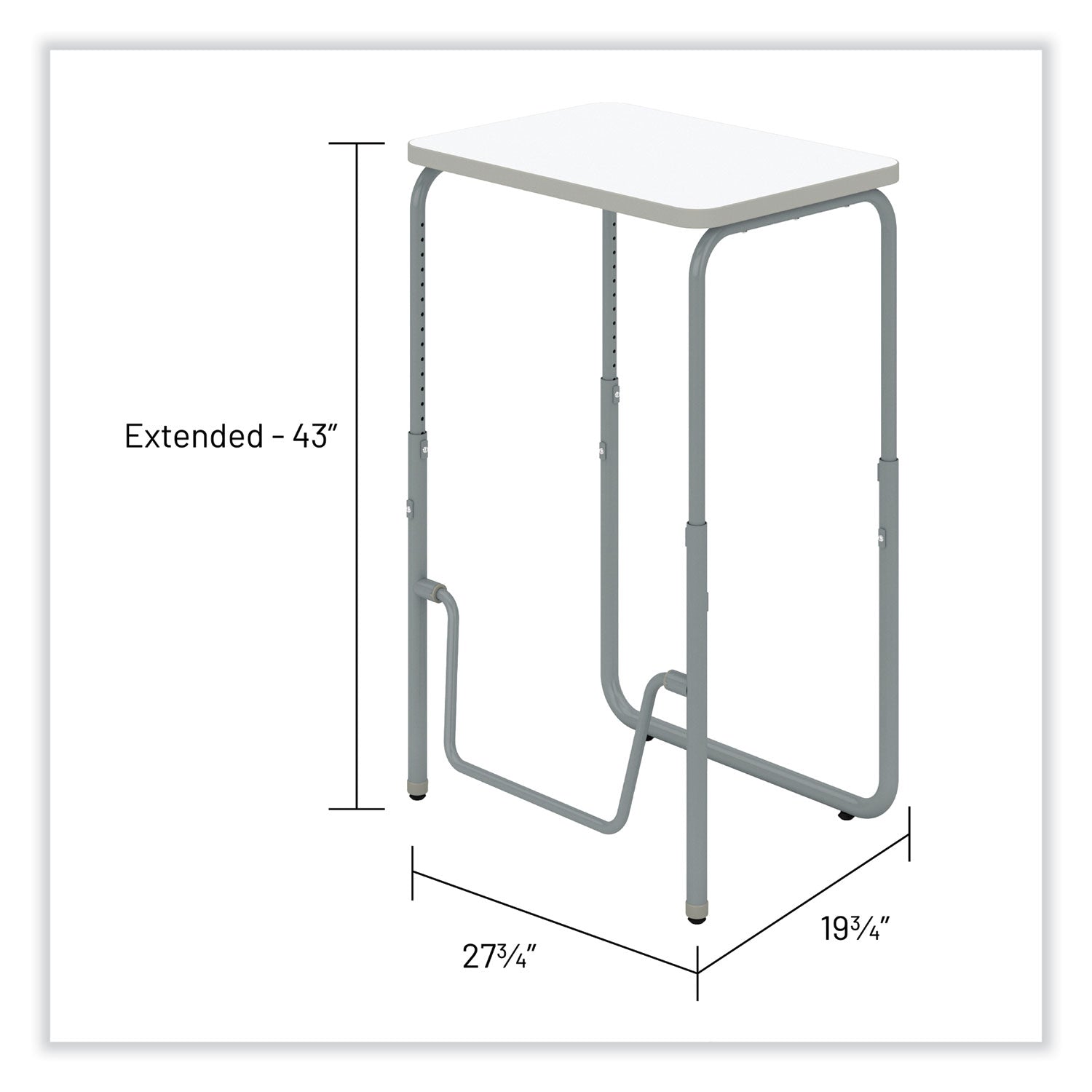 Safco® AlphaBetter 2.0 Height-Adjustable Student Desk with Pendulum Bar, 27.75 x 19.75 x 29 to 43, Dry Erase