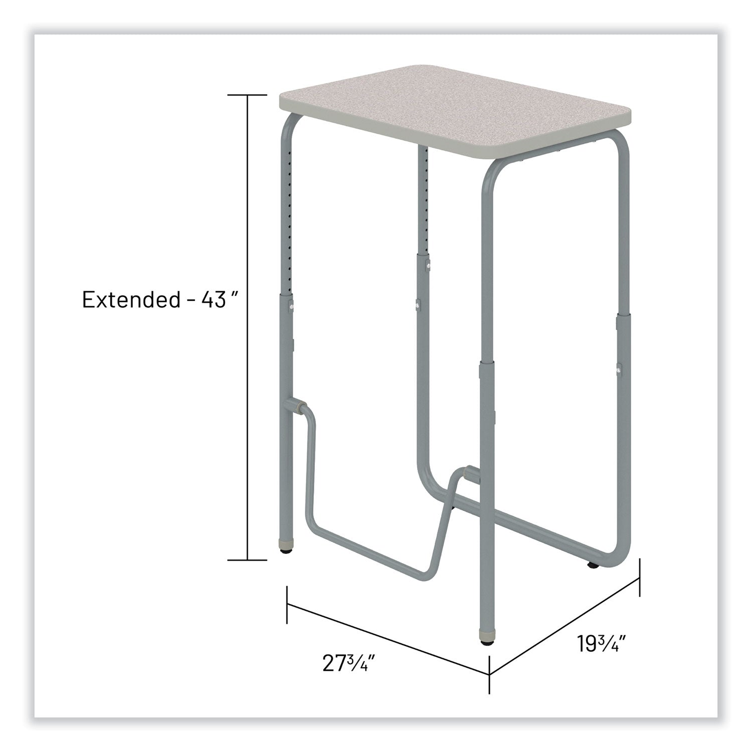 Safco® AlphaBetter 2.0 Height-Adjustable Student Desk with Pendulum Bar, 27.75" x 19.75" x 29" to 43", Pebble Gray