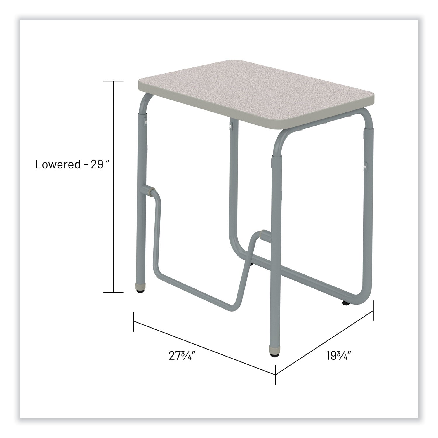 Safco® AlphaBetter 2.0 Height-Adjustable Student Desk with Pendulum Bar, 27.75" x 19.75" x 29" to 43", Pebble Gray