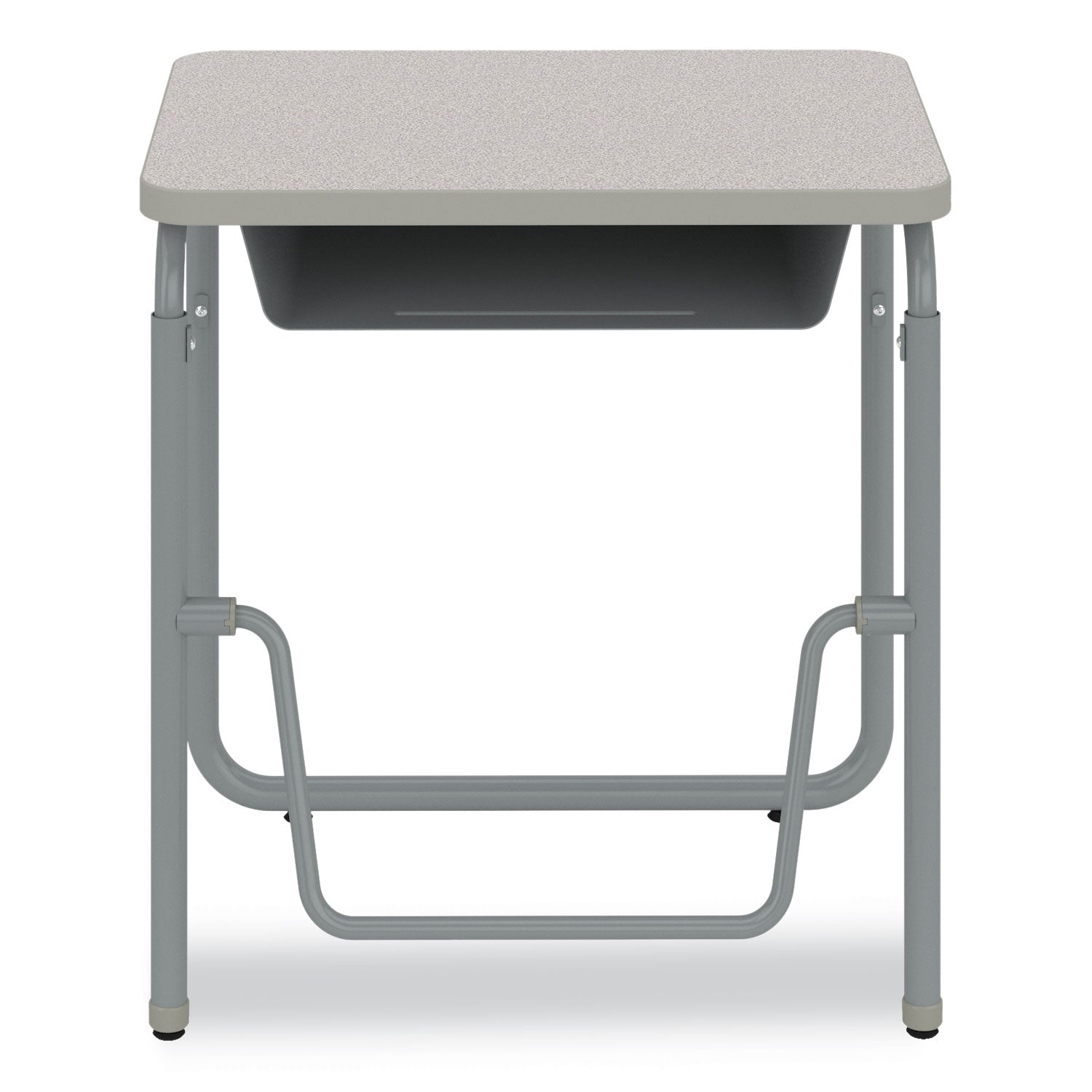 Safco® AlphaBetter 2.0 Height-Adjustable Student Desk with Pendulum Bar and Book Box, 27.75 x 19.75 x 29 to 43, Pebble Gray