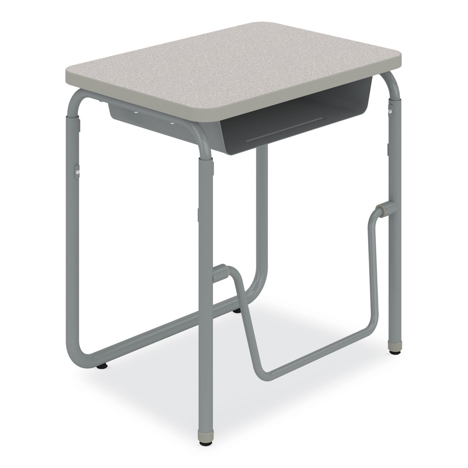 Safco® AlphaBetter 2.0 Height-Adjustable Student Desk with Pendulum Bar and Book Box, 27.75 x 19.75 x 29 to 43, Pebble Gray