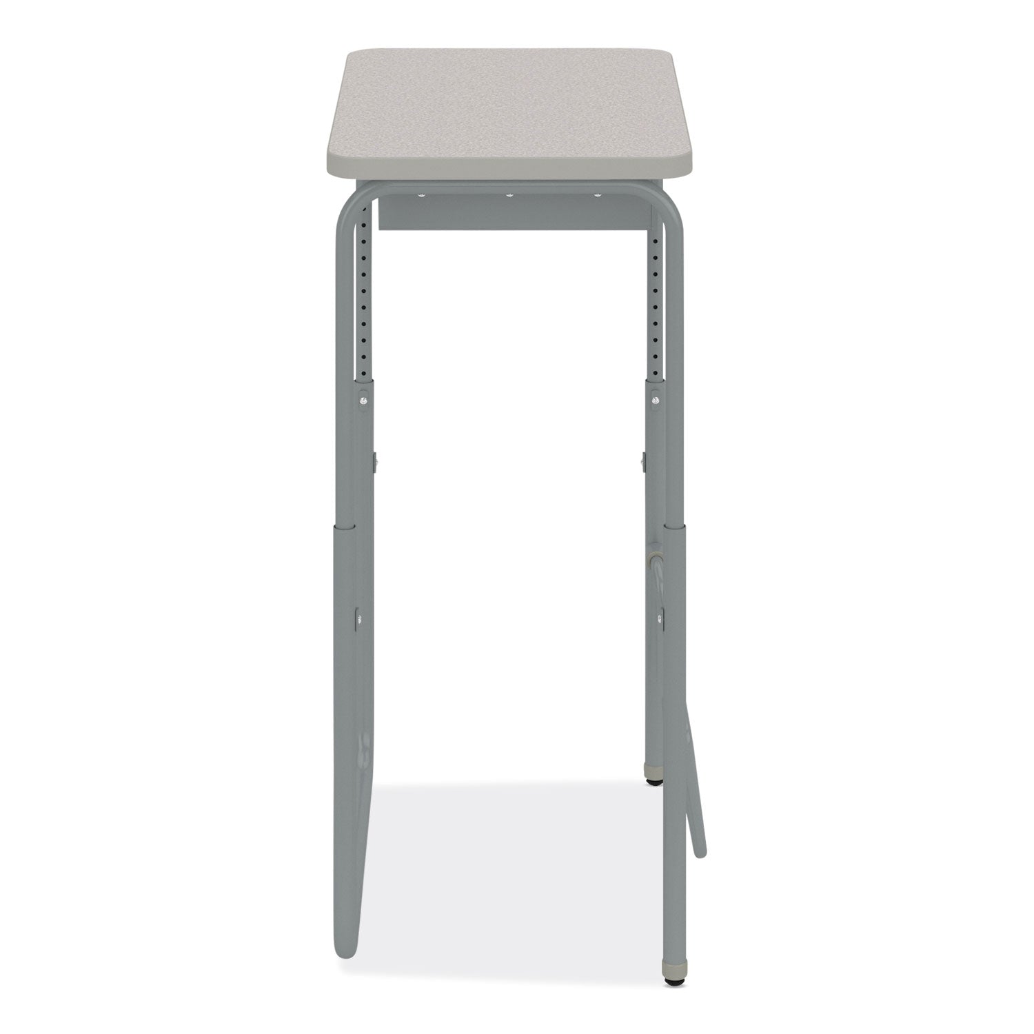 Safco® AlphaBetter 2.0 Height-Adjustable Student Desk with Pendulum Bar and Book Box, 27.75 x 19.75 x 29 to 43, Pebble Gray