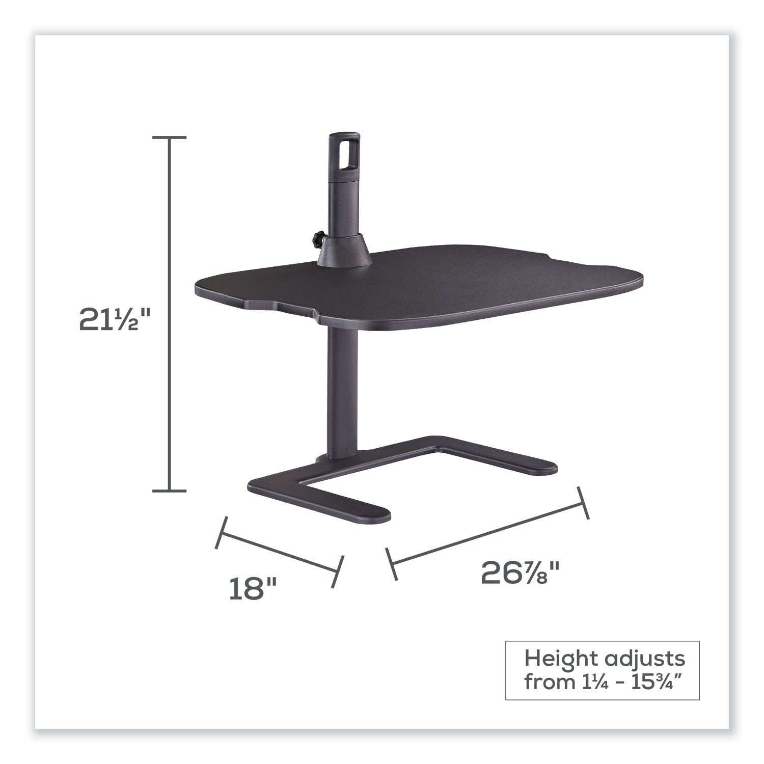 Safco® Stance Height-Adjustable Laptop Stand, 26.9 x 18 x 1.25 to 15.75, Black, Supports 15 lbs