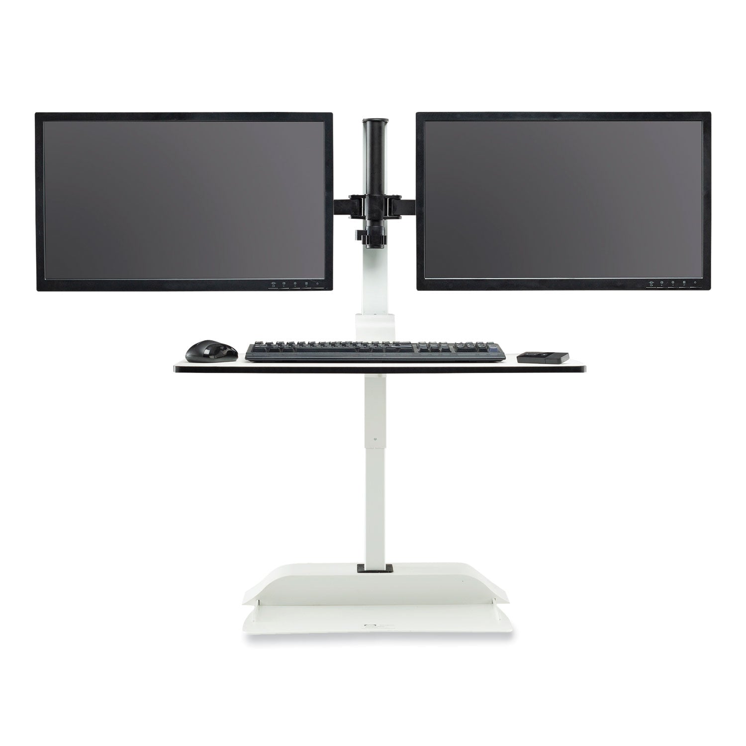 Safco® Soar Electric Desktop Sit/Stand Dual Monitor Arm, For 27" Monitors, White, Supports 10 lbs