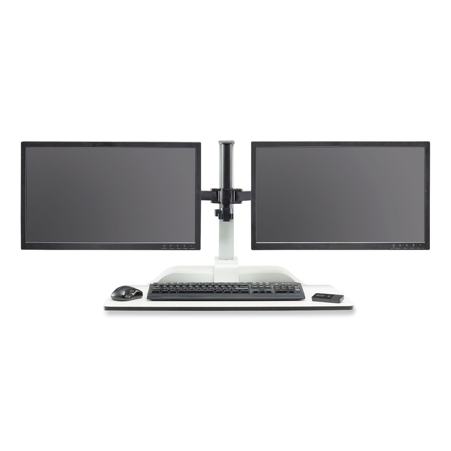 Safco® Soar Electric Desktop Sit/Stand Dual Monitor Arm, For 27" Monitors, White, Supports 10 lbs