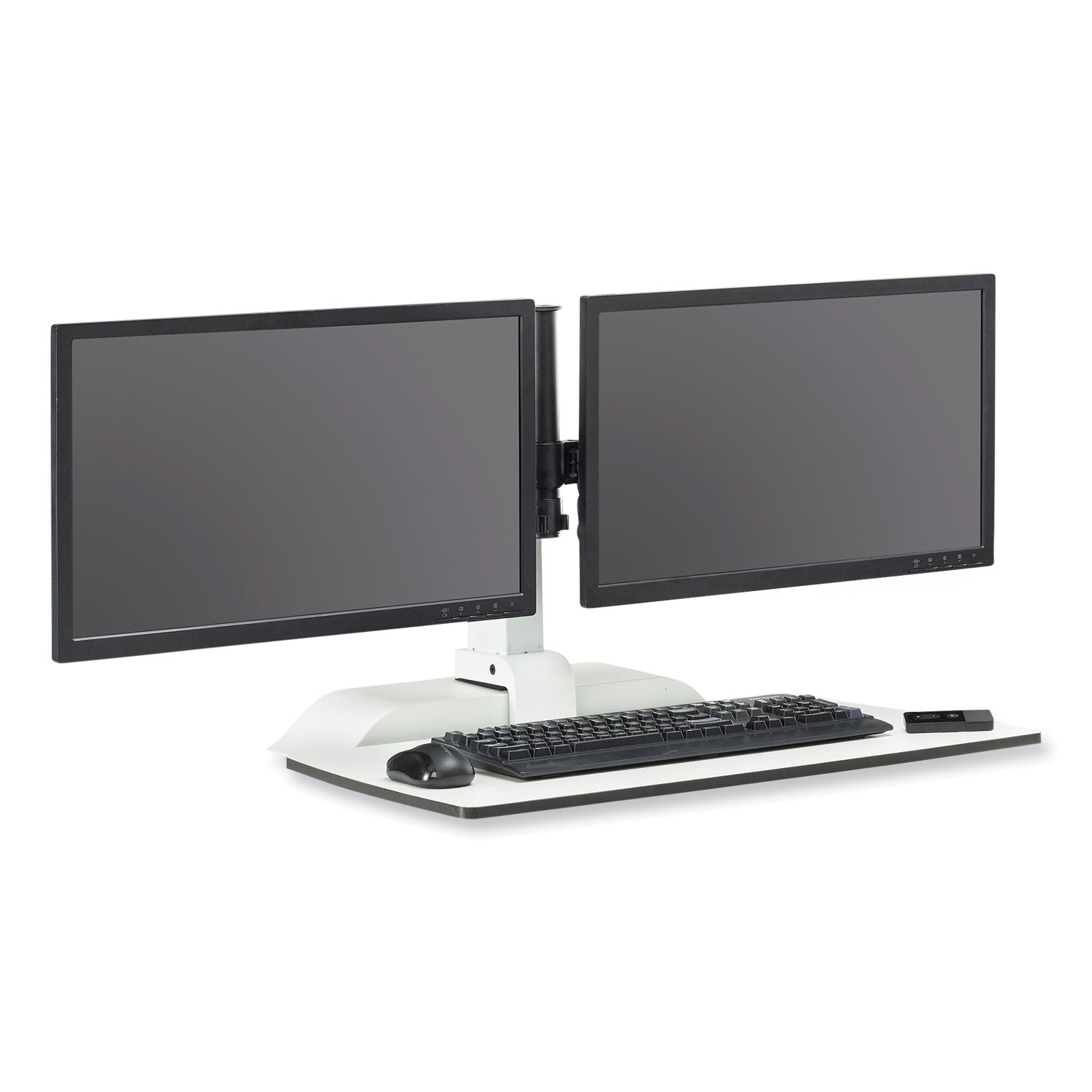 Safco® Soar Electric Desktop Sit/Stand Dual Monitor Arm, For 27" Monitors, White, Supports 10 lbs