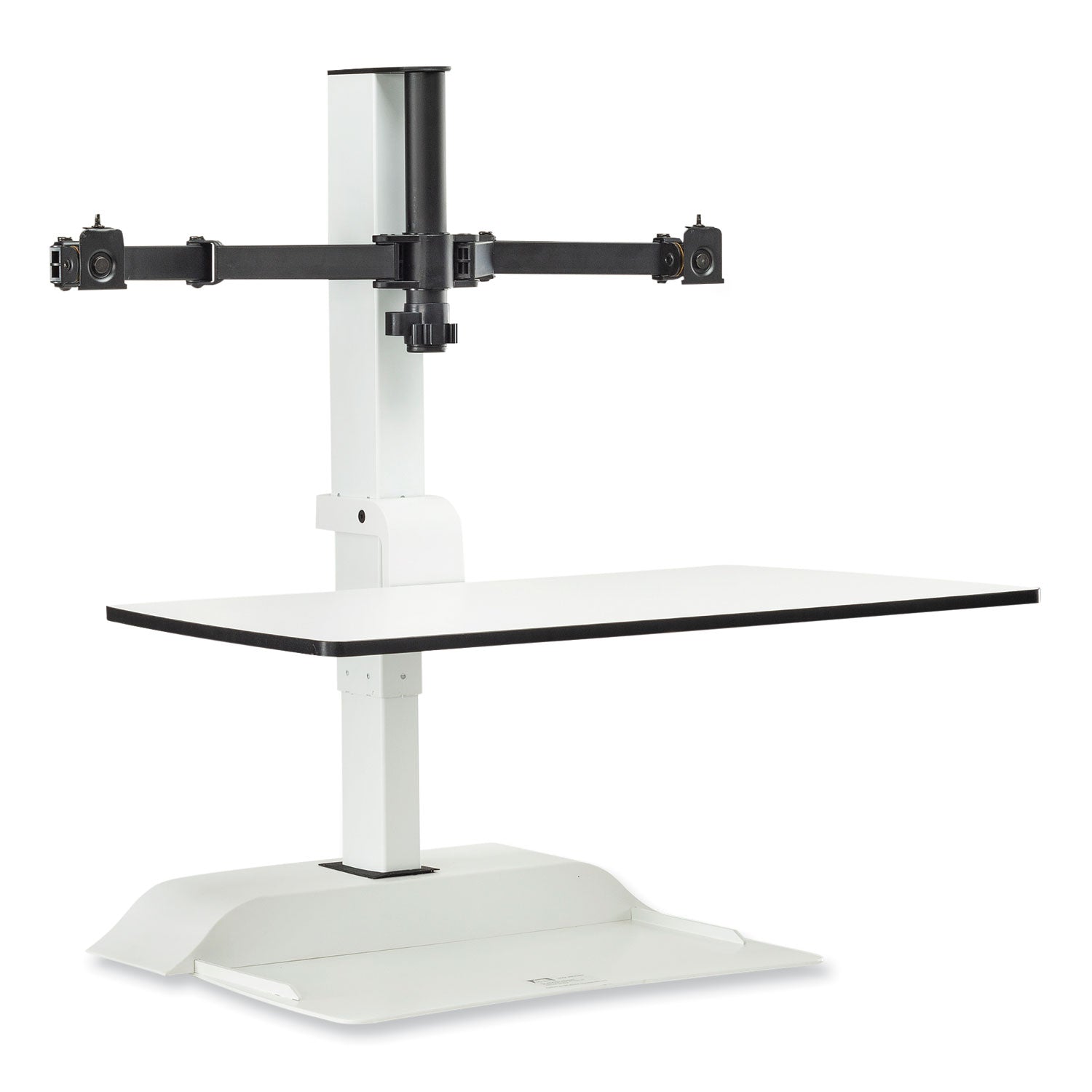 Soar Electric Desktop Sit/Stand Dual Monitor Arm, For 27" Monitors, White, Supports 10 lbs