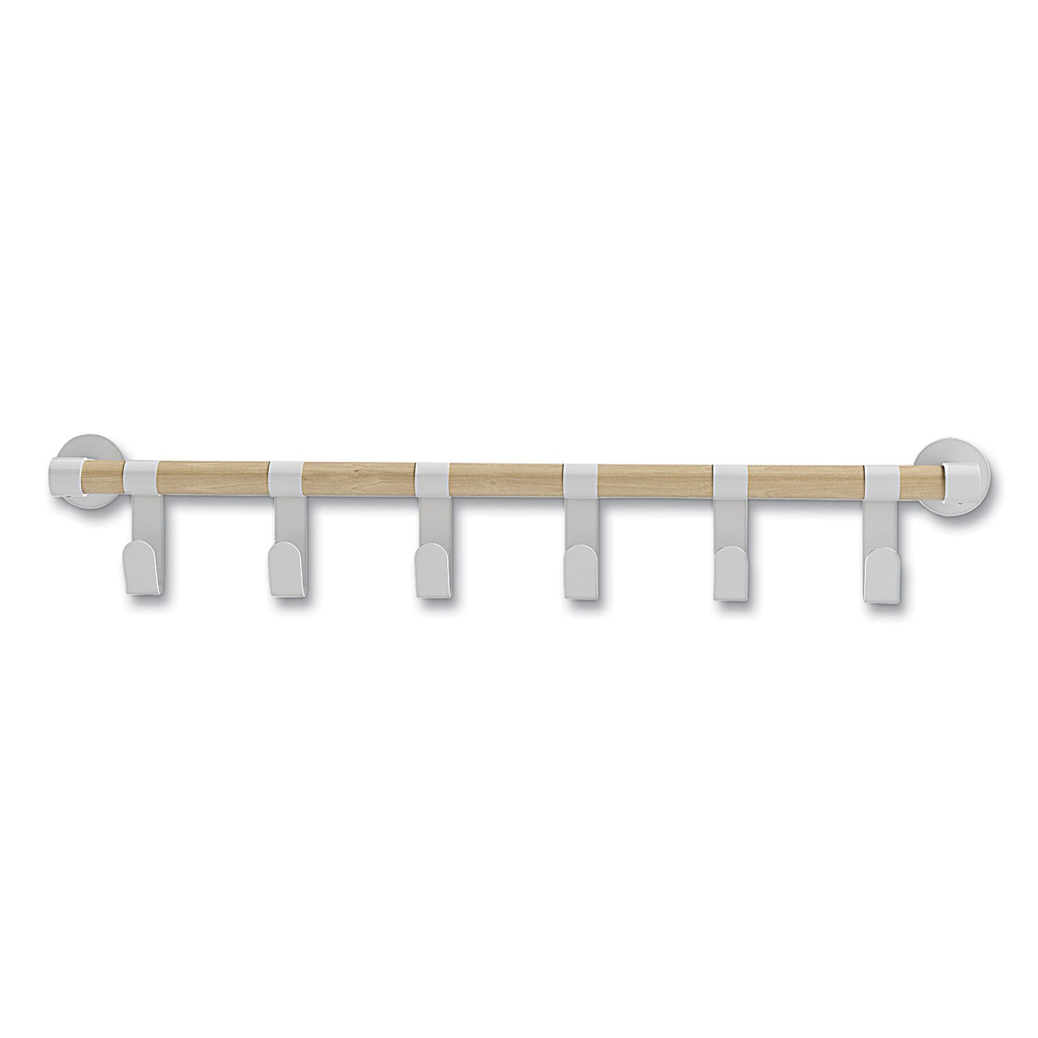 Safco® Resi Coat Wall Rack, 6 Hook, 36.25w x 4.25d x 6h, White