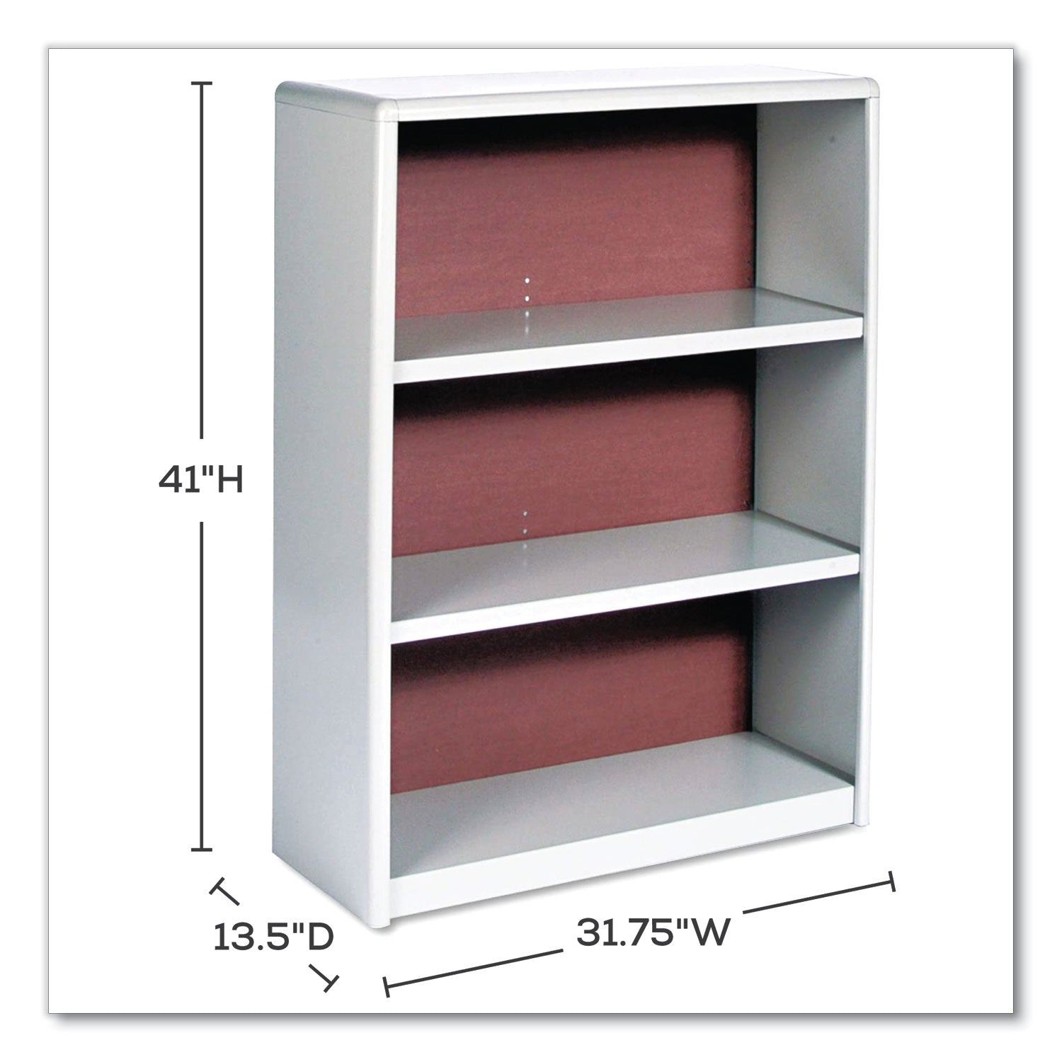 Safco® ValueMate Economy Bookcase, Three-Shelf, 31.75w x 13.5d x 41h, Gray