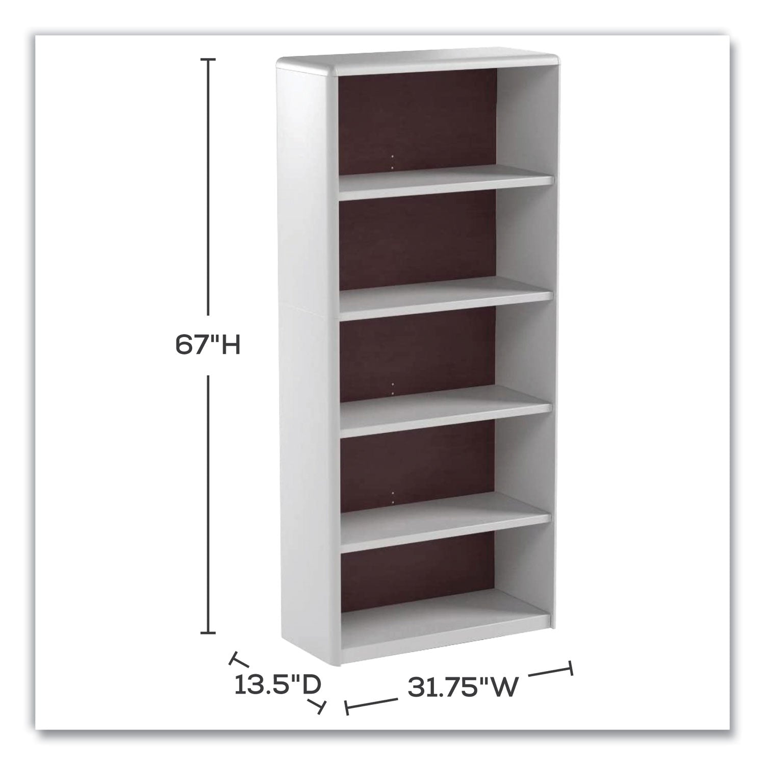 Safco® ValueMate Economy Bookcase, Five-Shelf, 31.75w x 13.5d x 67h, Gray