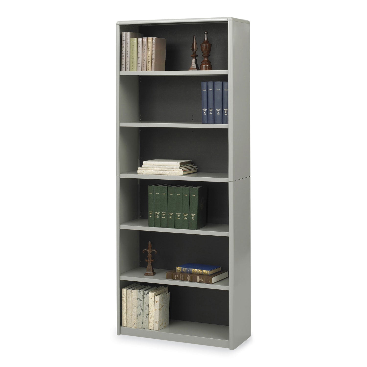 Safco® ValueMate Economy Bookcase, Six-Shelf, 31.75w x 13.5d x 80h, Gray