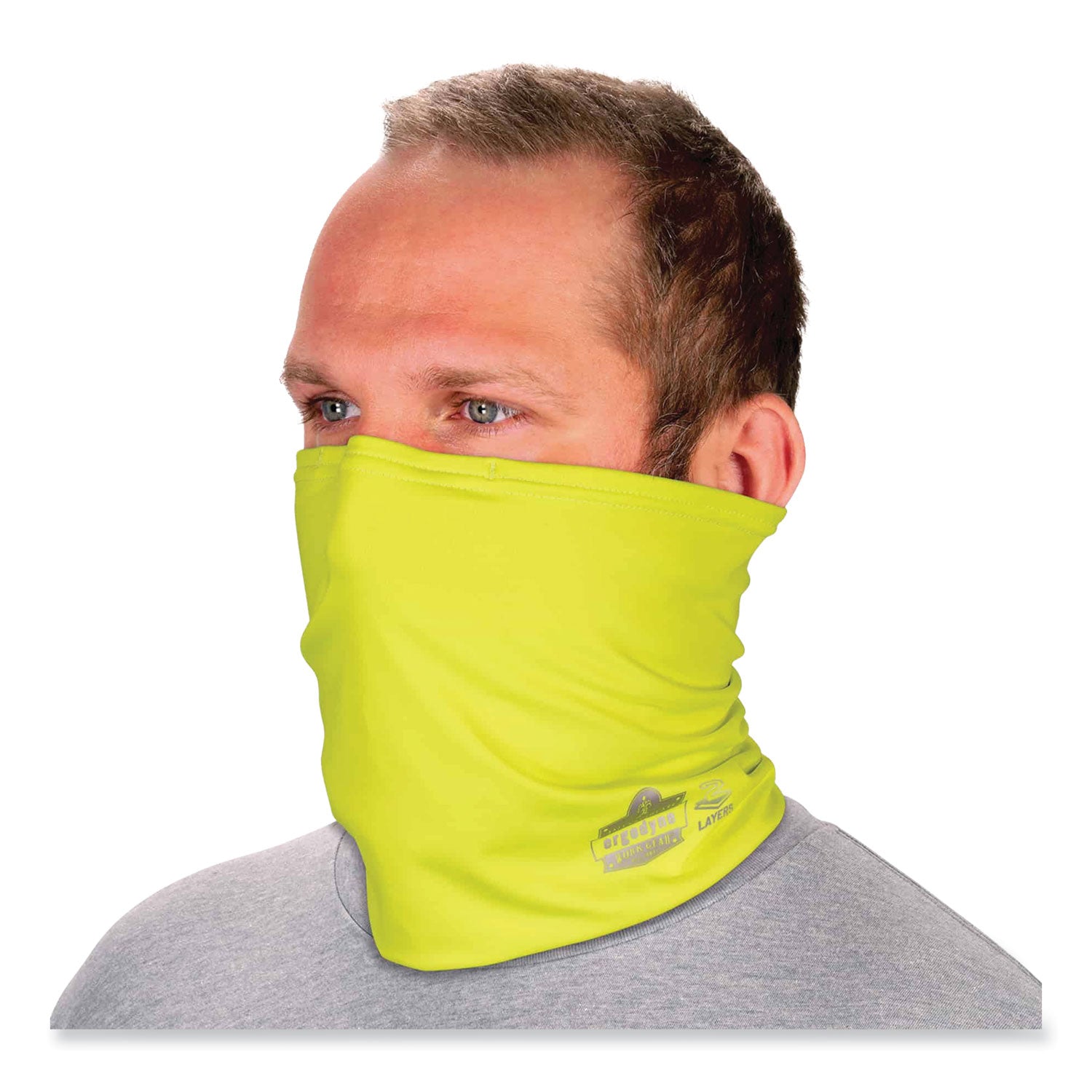 Ergodyne® Chill-Its 6489 2-Layer Cooling Performance Knit Multi-Band, Polyester/Spandex, Small/Medium, Hi-Vis Lime