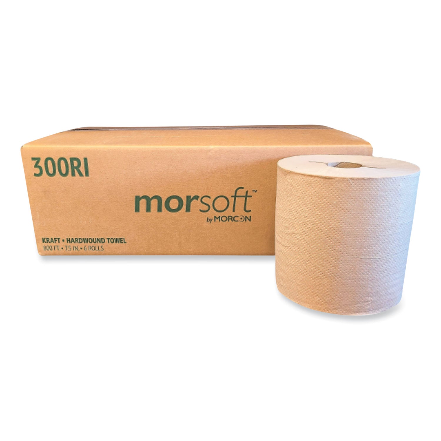 Morcon Tissue Morsoft Controlled Towels, I-Notch, 1-Ply, 7.5" x 800 ft, Kraft, 6 Rolls/Carton