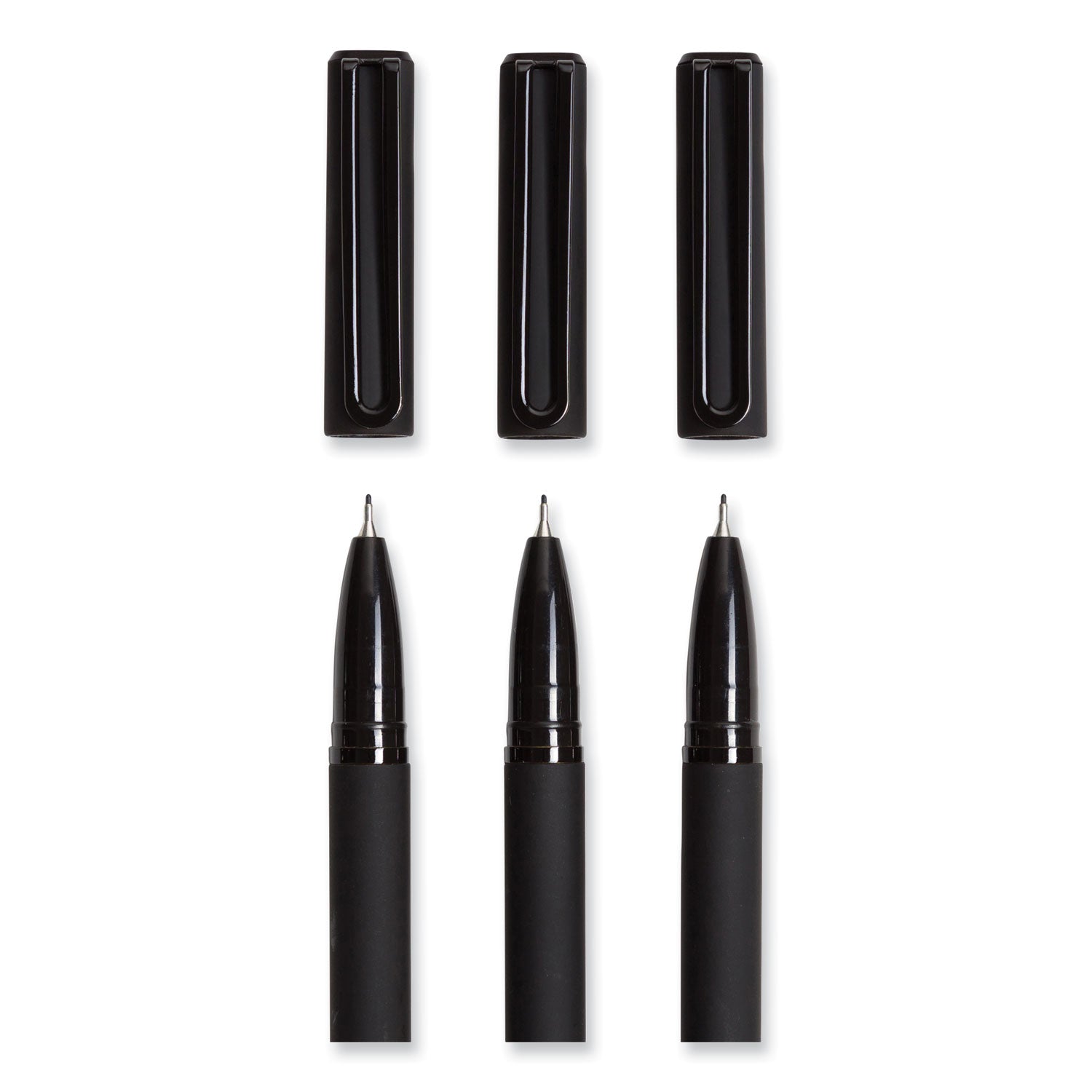 U Brands Catalina Soft Touch Porous Point Pen, Stick, Fine 0.7 mm, Black Ink, Black Barrel, Dozen