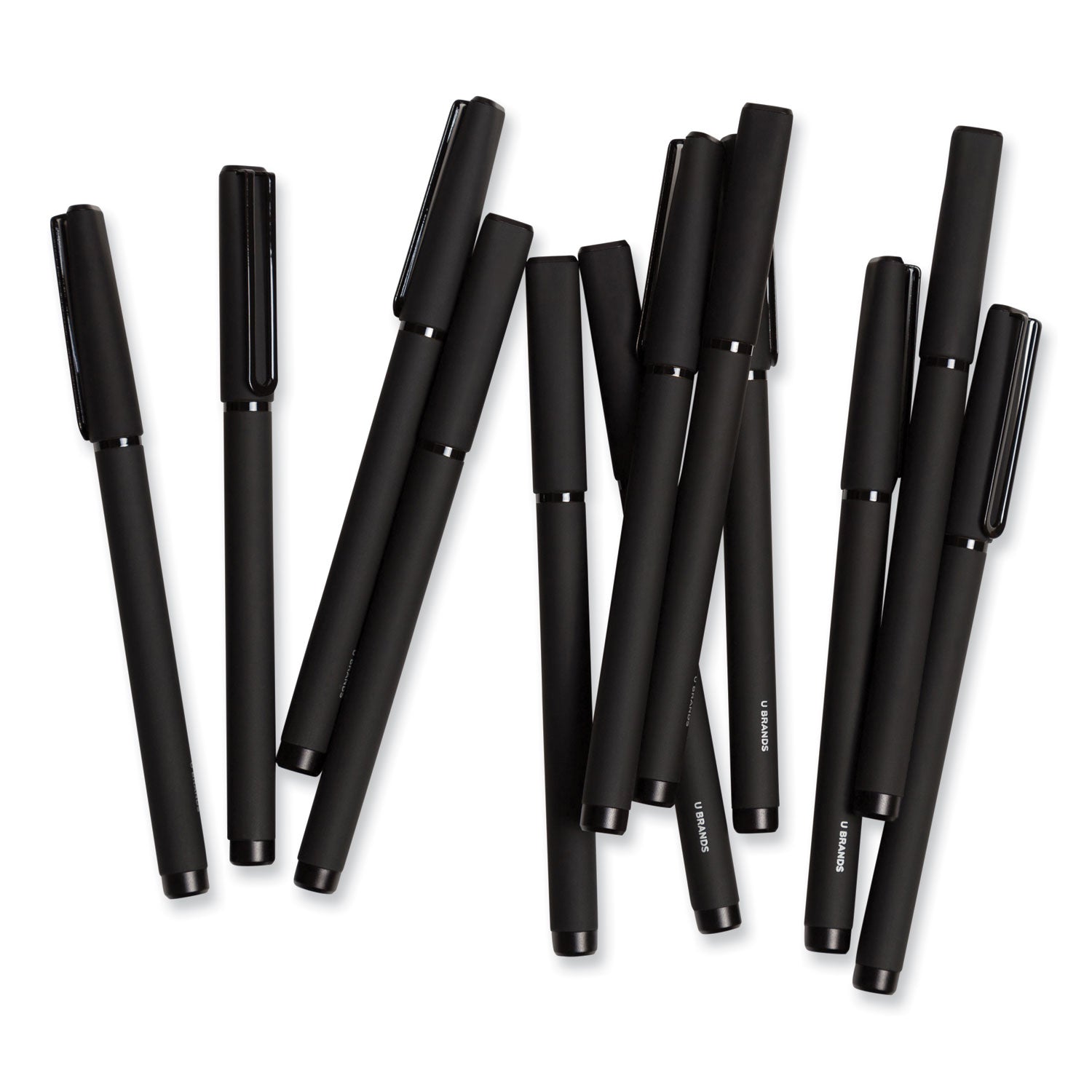 U Brands Catalina Soft Touch Porous Point Pen, Stick, Fine 0.7 mm, Black Ink, Black Barrel, Dozen