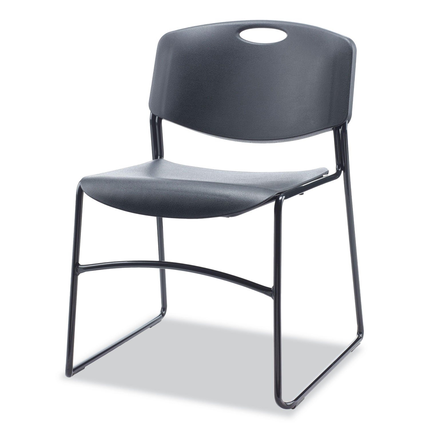 Alera® Alera Resin Stacking Chair, Supports Up to 275 lb, 18.50" Seat Height, Black Seat, Black Back, Black Base, 4/Carton