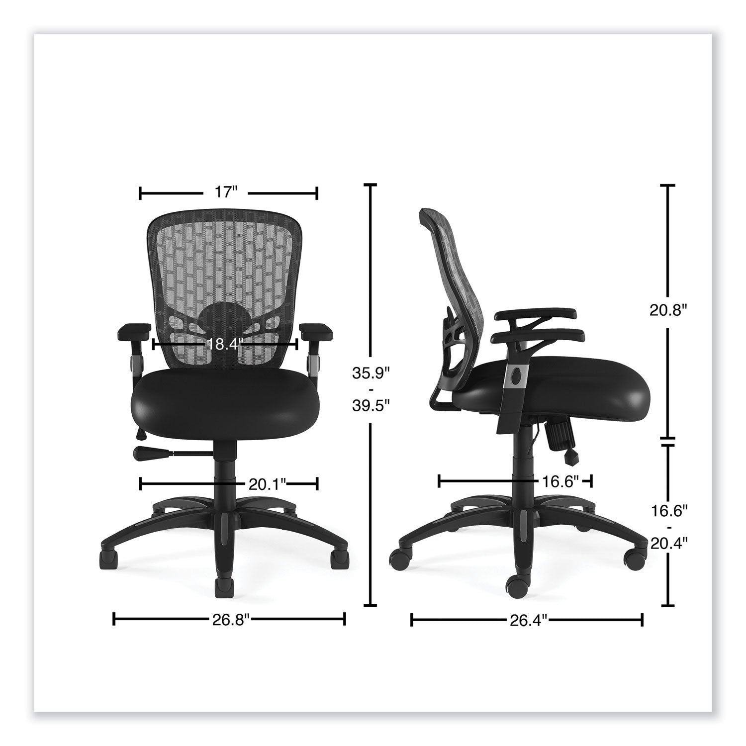 Alera® Alera Linhope Chair, Supports Up to 275 lb, Black Seat/Back, Black Base