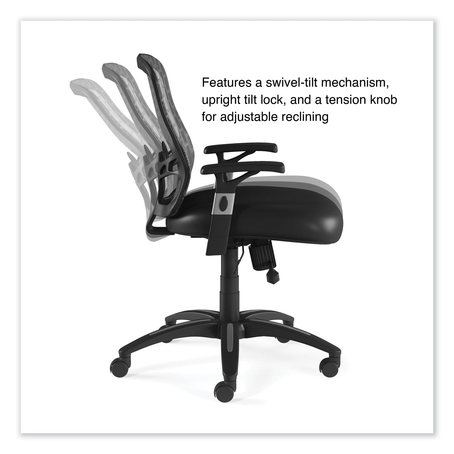 Alera® Alera Linhope Chair, Supports Up to 275 lb, Black Seat/Back, Black Base