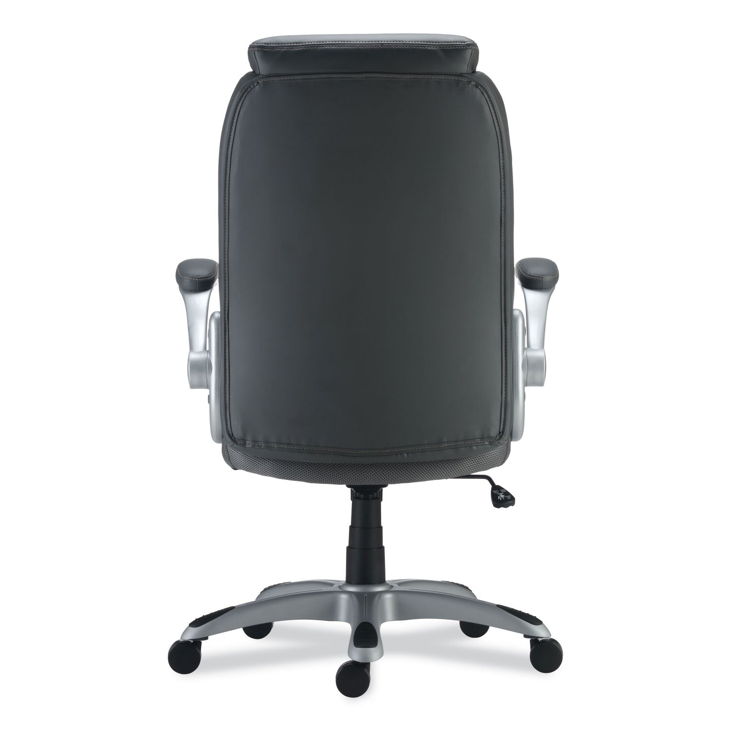 Alera® Alera Leithen Bonded Leather Midback Chair, Supports Up to 275 lb, Gray Seat/Back, Silver Base