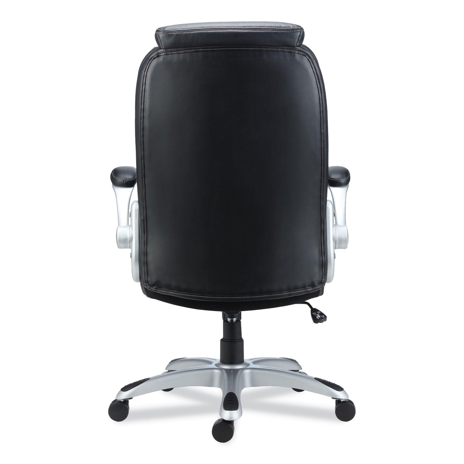 Alera® Alera Leithen Bonded Leather Midback Chair, Supports Up to 275 lb, Black Seat/Back, Silver Base