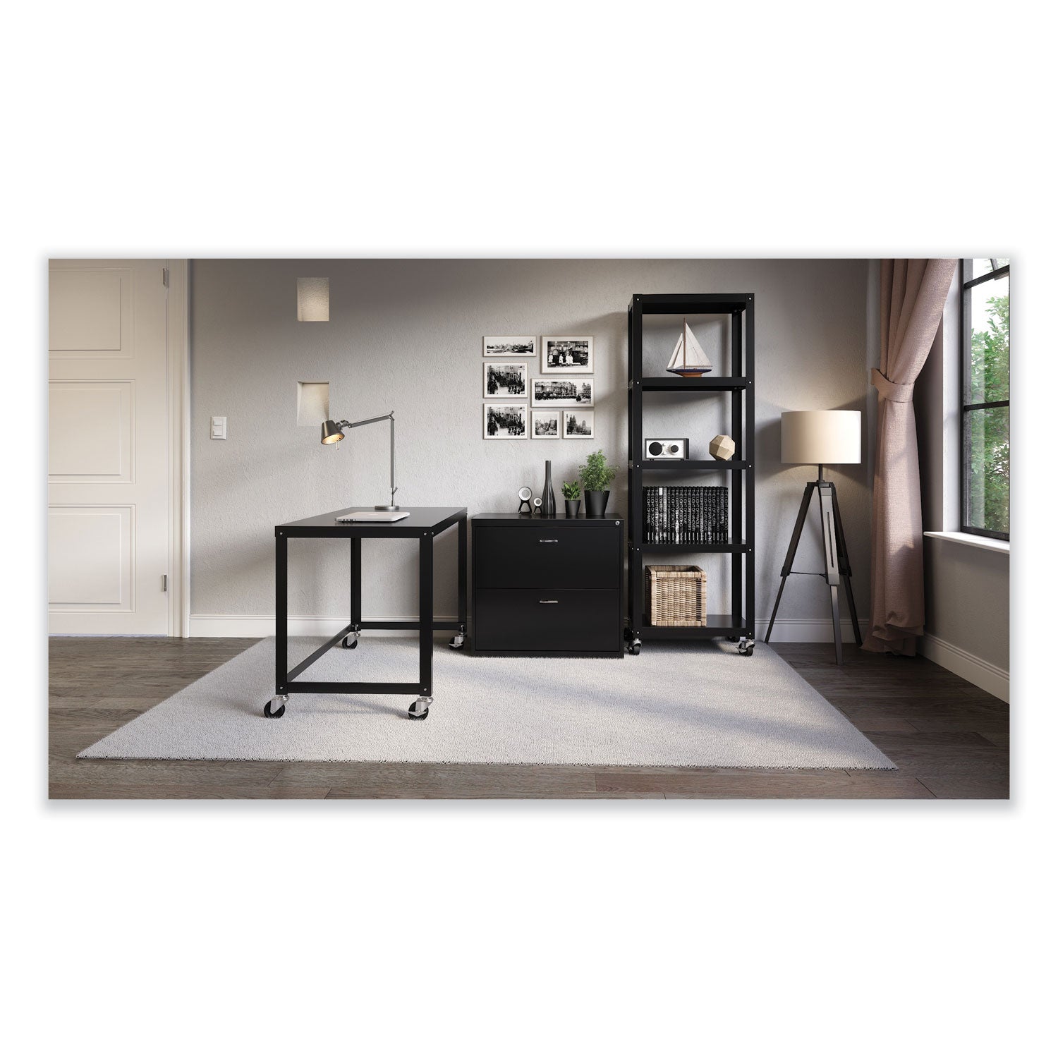 Hirsh Industries® RTA Mobile Desk, 47.45 x 23.88 x 29.6, Black